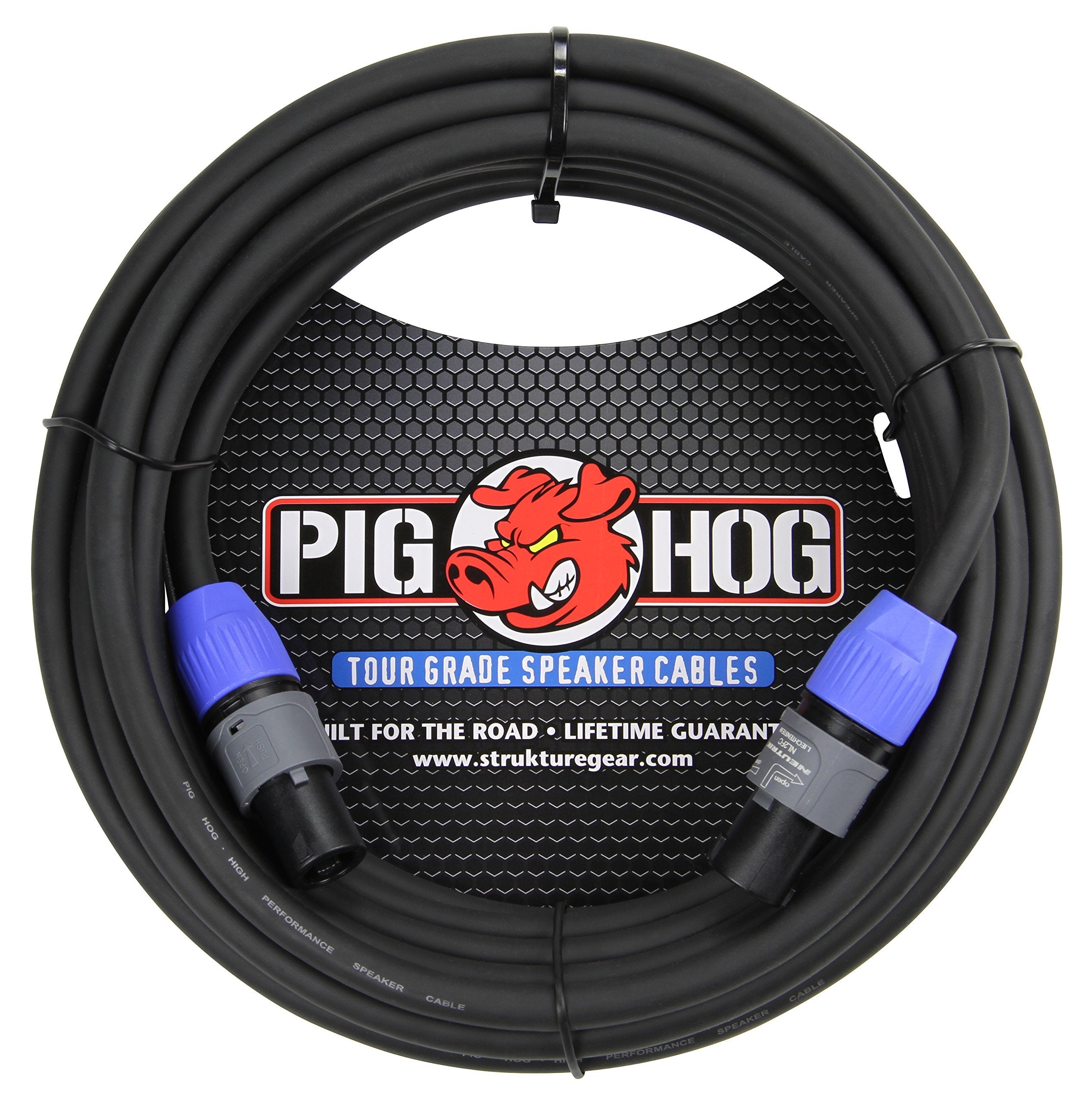 Pig Hog PHSC100SPK High Performance 14 Gauge 9.2mm speakON Speaker Cable, 100 Feet,Black