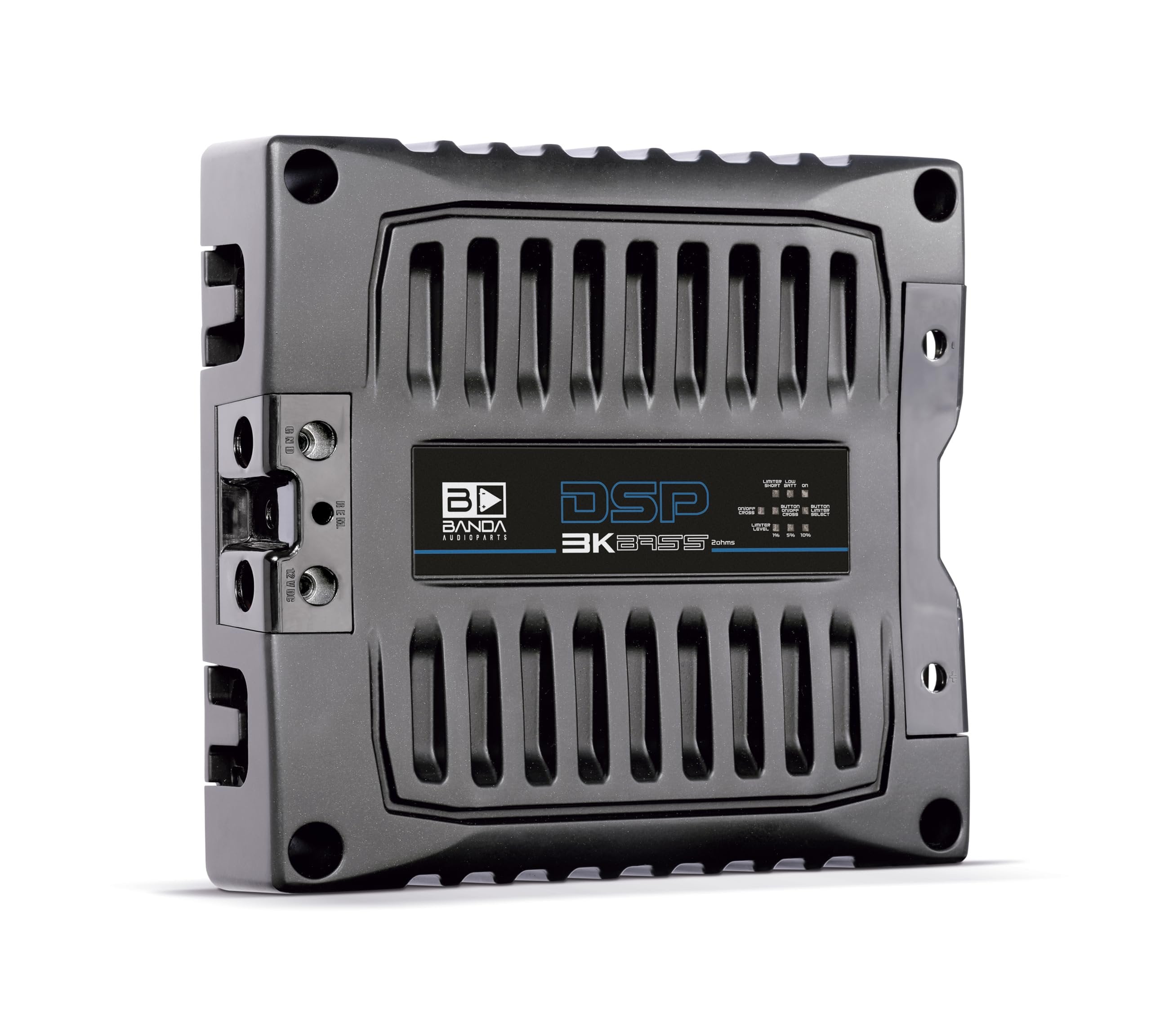 BANDA Audioparts DSP3K2BLACKBASS DSP 3K Bass Digital Amplifier 3000 Watts Rms 2-Ohms Car Audio Amp with Limiter 1 Channel - DSP3K2BLACK