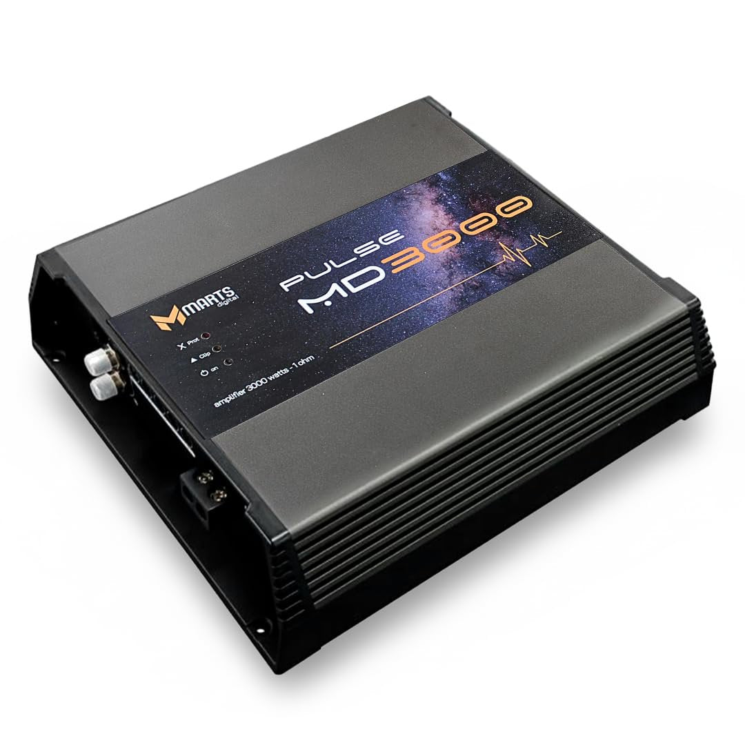 Marts Digital MD 3000 | Full Range Class D Car Amplifier | 3000W RMS at 1 Ohm | Compact Size | Thermal Protection with Fan | Stable Power & Signal Terminals | for Car Audio Installations