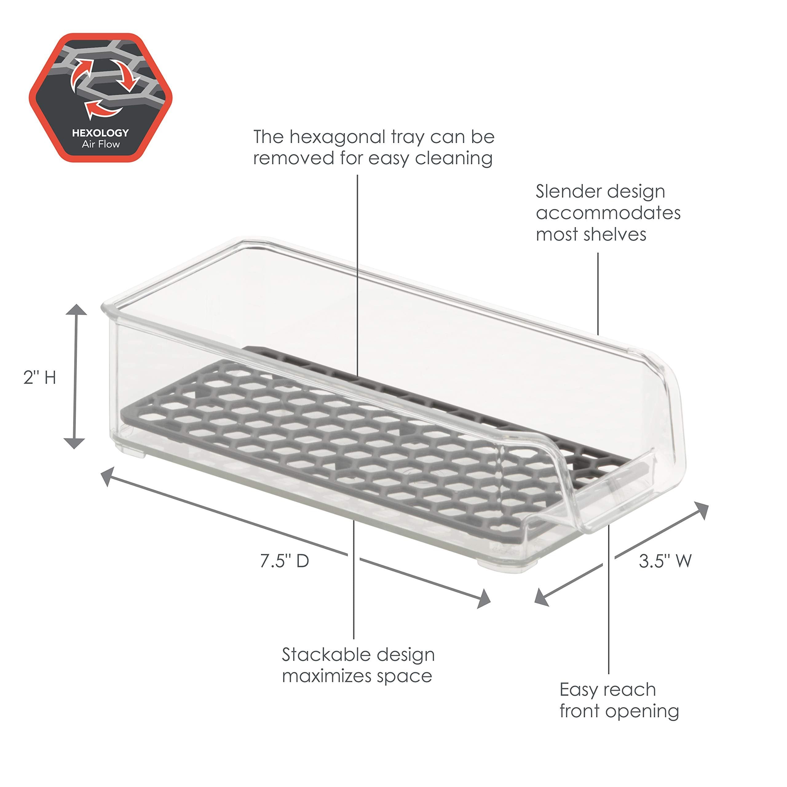 Spectrum Diversified Hexa in-Fridge Organizer Small Refrigerator Bin for Storage and Organization of Fruit Vegetables Produce and More, 8.5 x 4 x 2.25