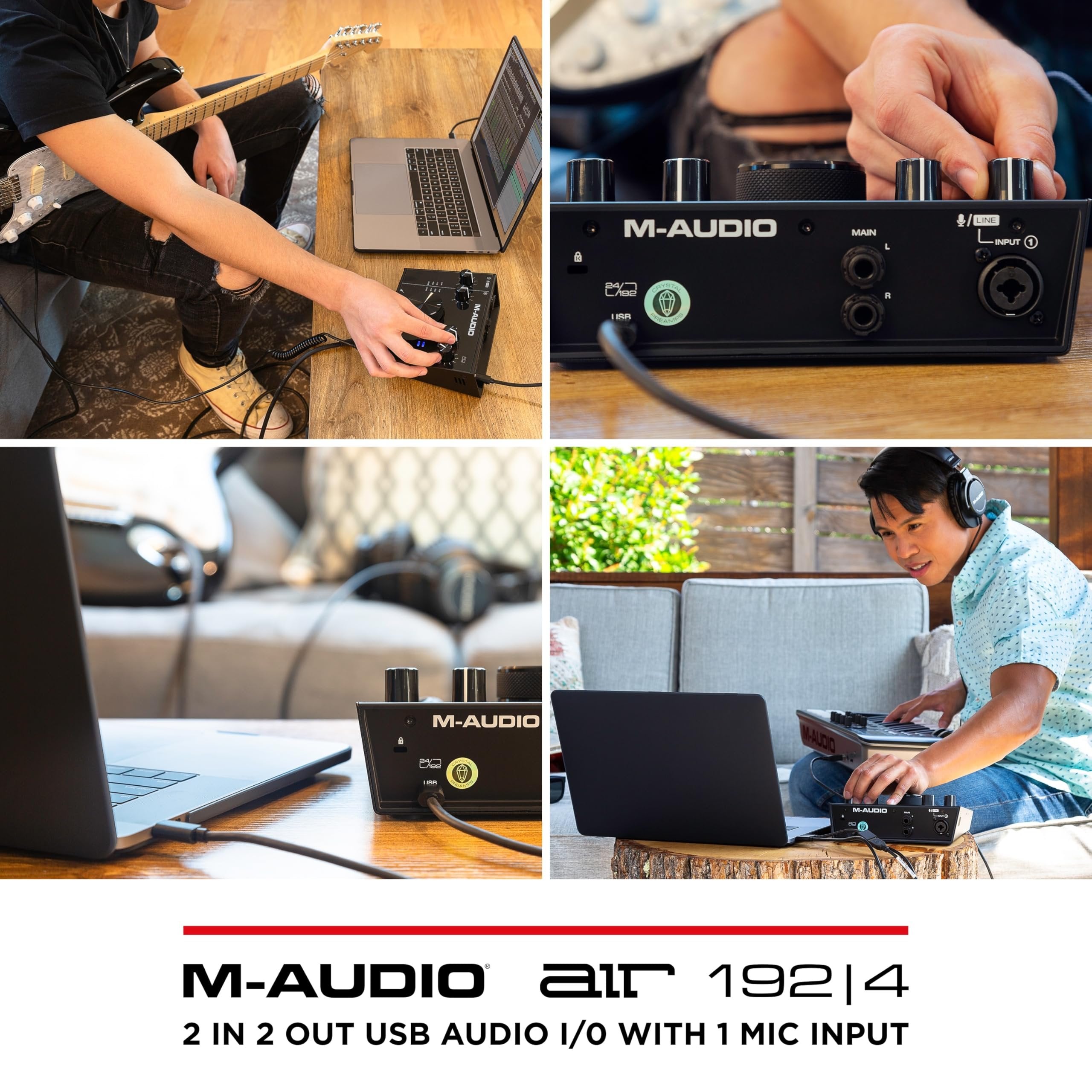 M-Audio AIR 192x4 USB C Audio Interface for Recording, Podcasting, Streaming with Studio Quality Sound, 1 XLR in and Music Production Software