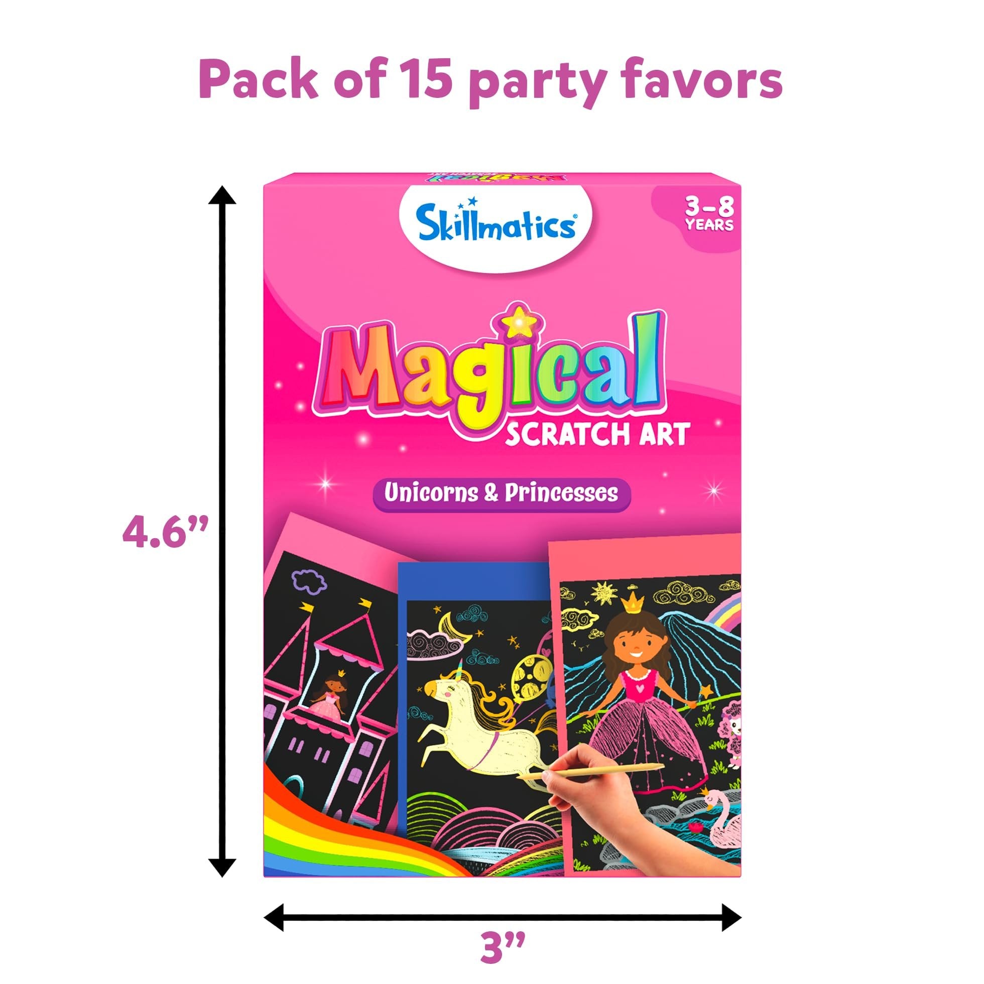 Skillmatics Party Favors (Pack of 15) - Magical Scratch Art Set for Kids, Unicorns & Princesses, Pink Goodie Bag, DIY Art & Craft Activity, Gifts for Girls, Boys Ages 3, 4, 5, 6, 7, 8