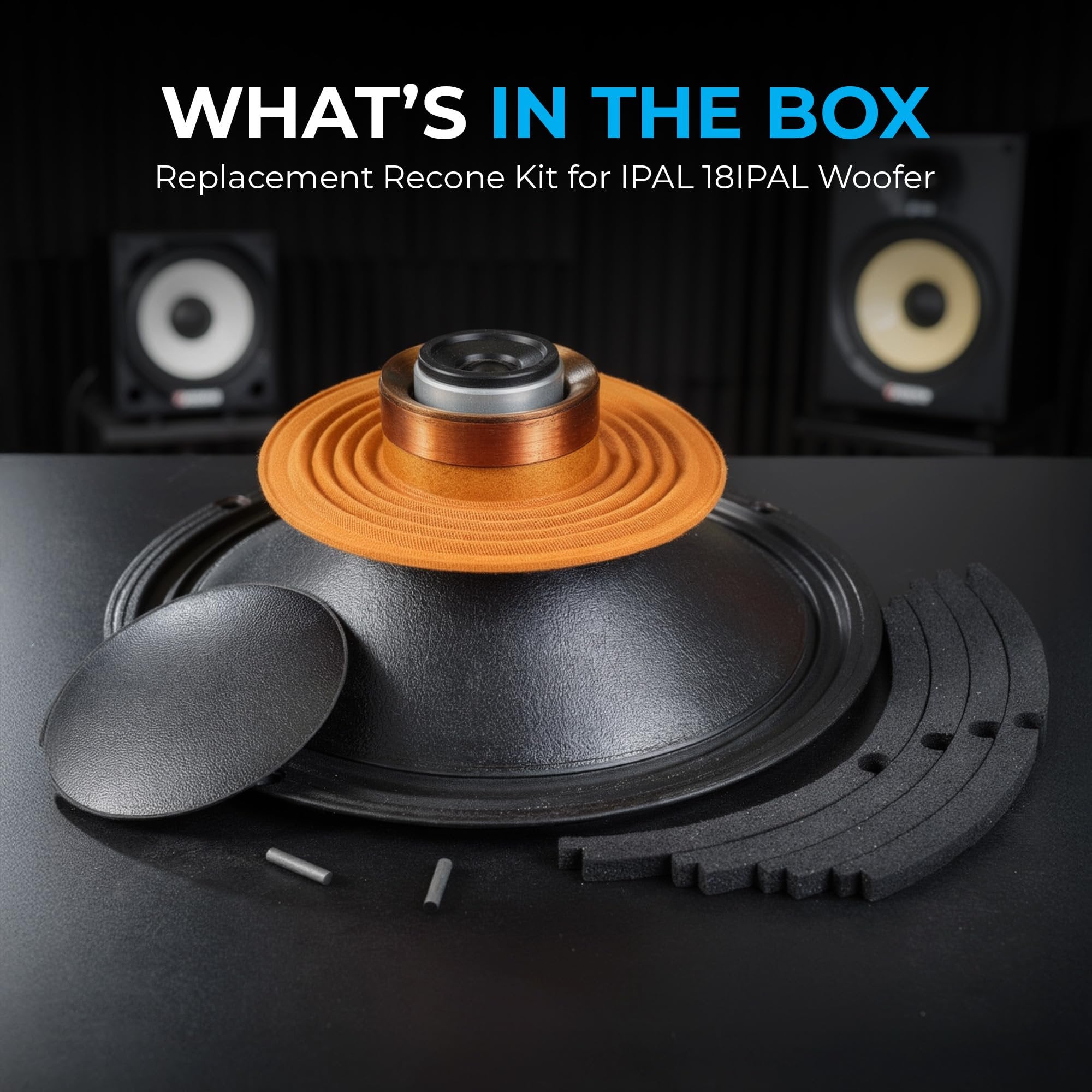 B&C 18-Inch Speaker Recone Kit, Waterproof Cone, 2 Ohm Replacement Recone Kit for IPAL 18IPAL Woofer, High Power Speaker Recone Kit for Pro Audio, Touring Systems