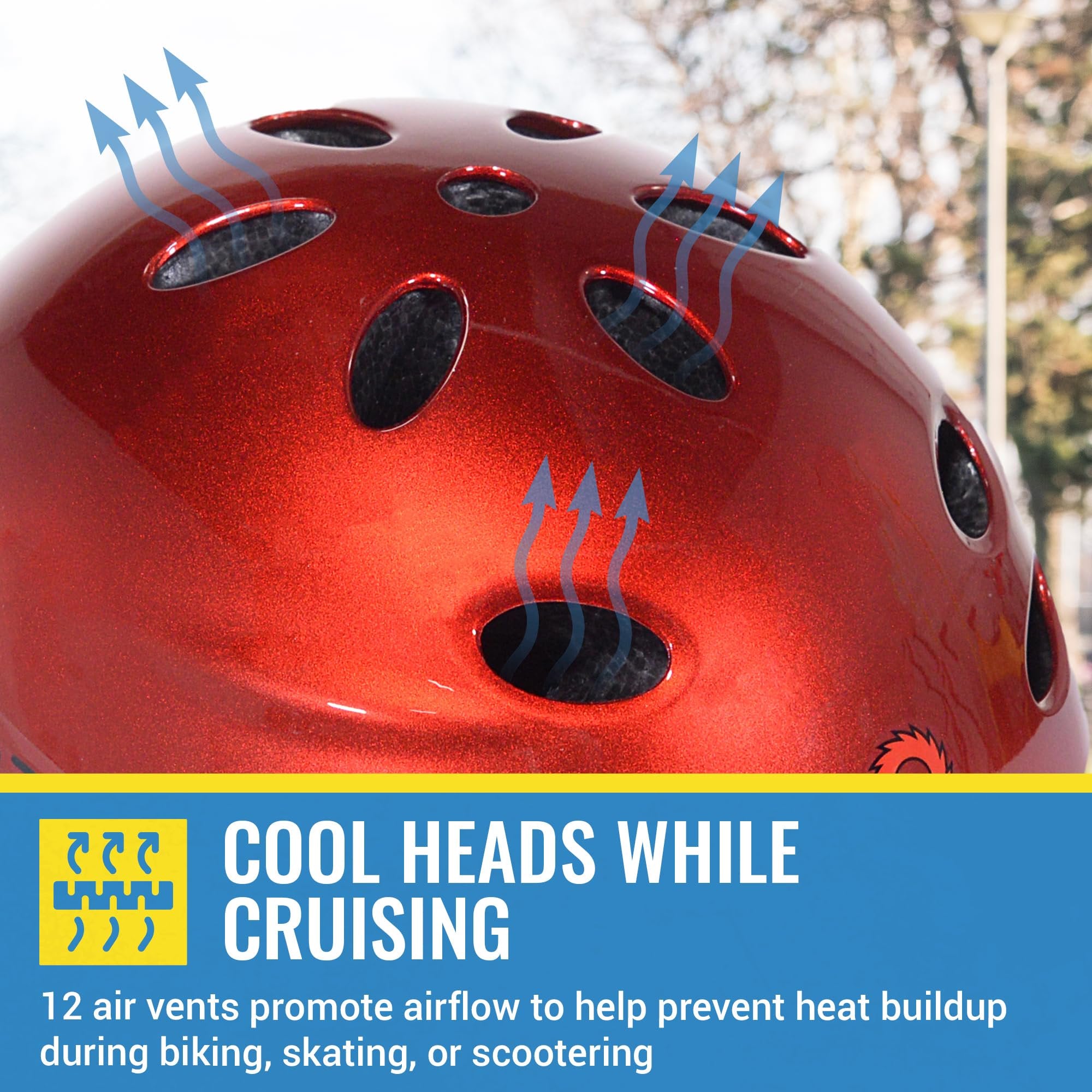 Razor V-12 Child Multi-Sport Helmet - CPSC Approved Kid’s Helmet with Adjustable Strap - Lightweight Kid’s Bike Helmet with Foam Padding for ‎Cycling & Skateboarding - Lucid Red - 21.5in to 22.5in