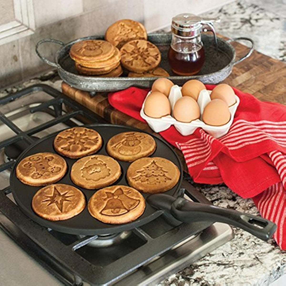 Nordic Ware Holiday Pancake Pan, Black 0.6 cup