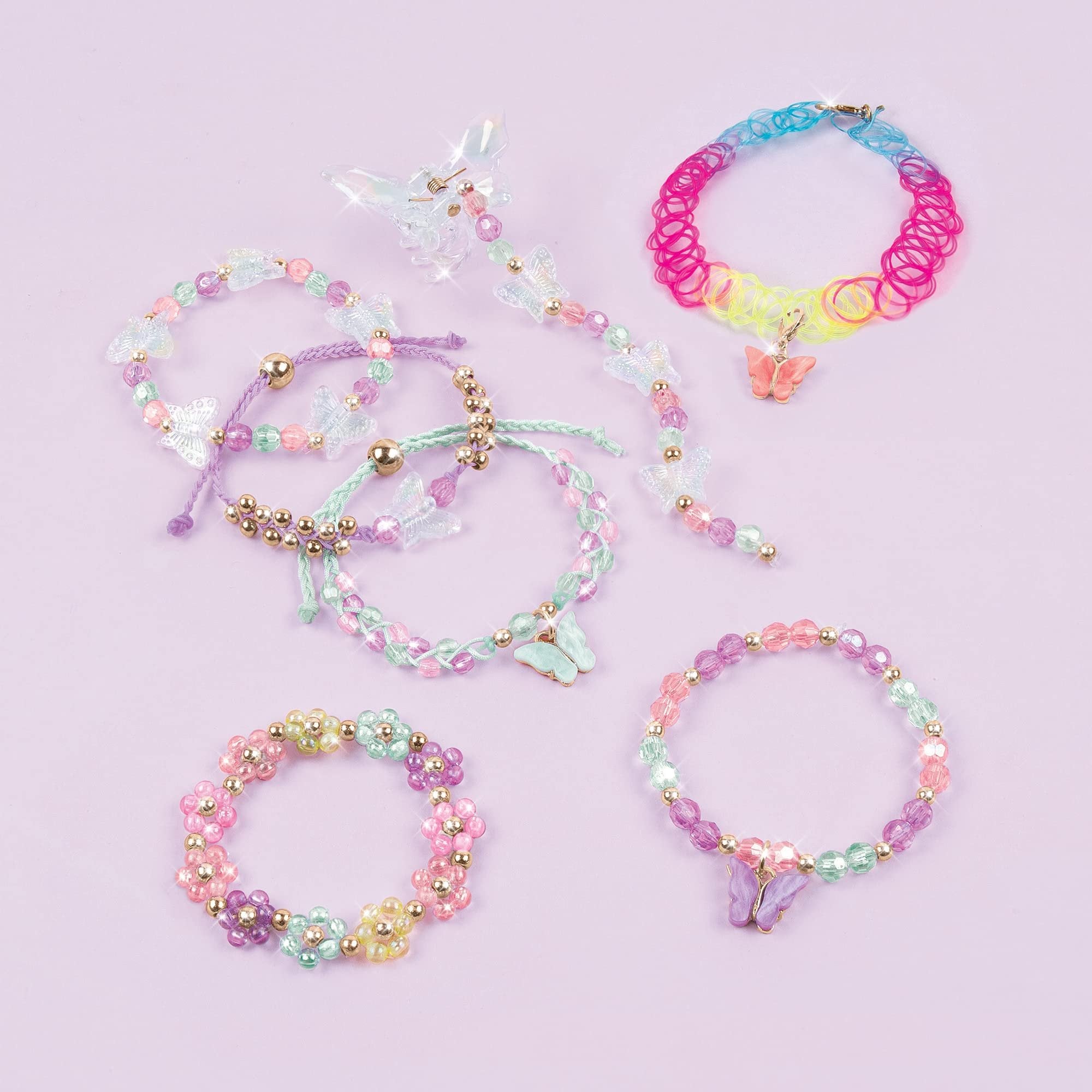 Make It Real: Butterfly Jewelry Set - Create 7 Pieces Of Jewelry, 281 Pieces, Includes Play Tray, DIY All-In-One Kit, Tweens & Girls, Arts & Crafts, Kids Ages 8+