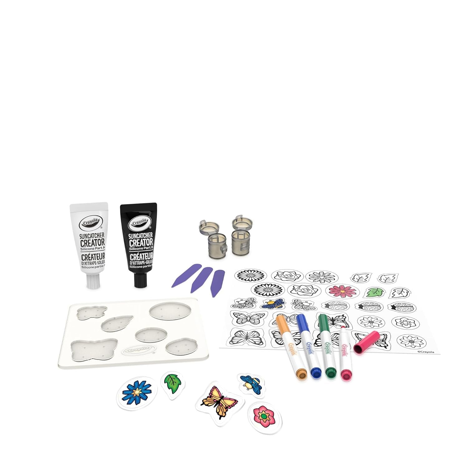 Crayola Suncatcher Craft Kit for Kids, Butterflies, Ladybugs & Flowers, Gift for Girls & Boys, 6+