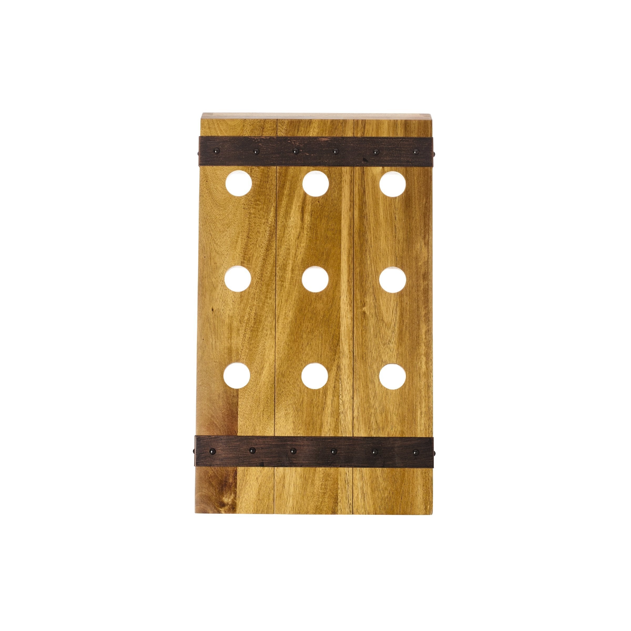 Gourmet Basics by Mikasa Monterey Monteray 9 Bottle Acacia Wood Wine Rack with Black Wire