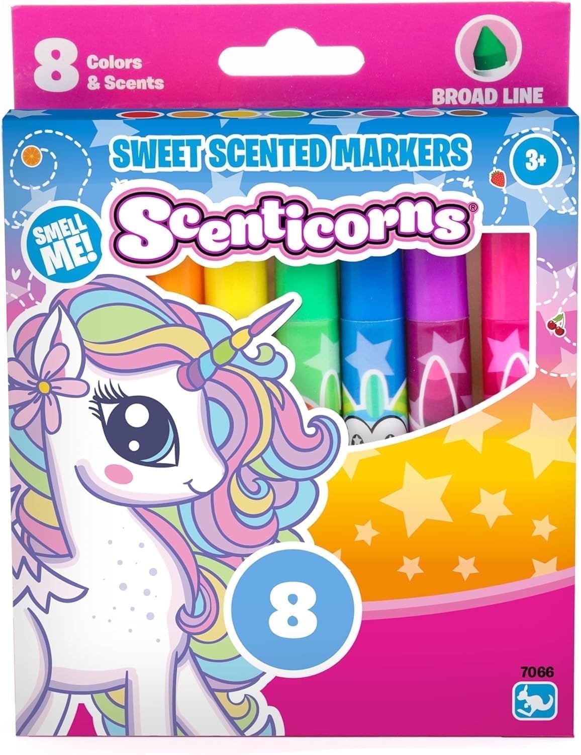 Scenticorns Scented Stationery Broad Line Markers 8ct - Vibrant Colors, Fruity Scents, Washable, Perfect for Drawing, Coloring & Craft Supplies