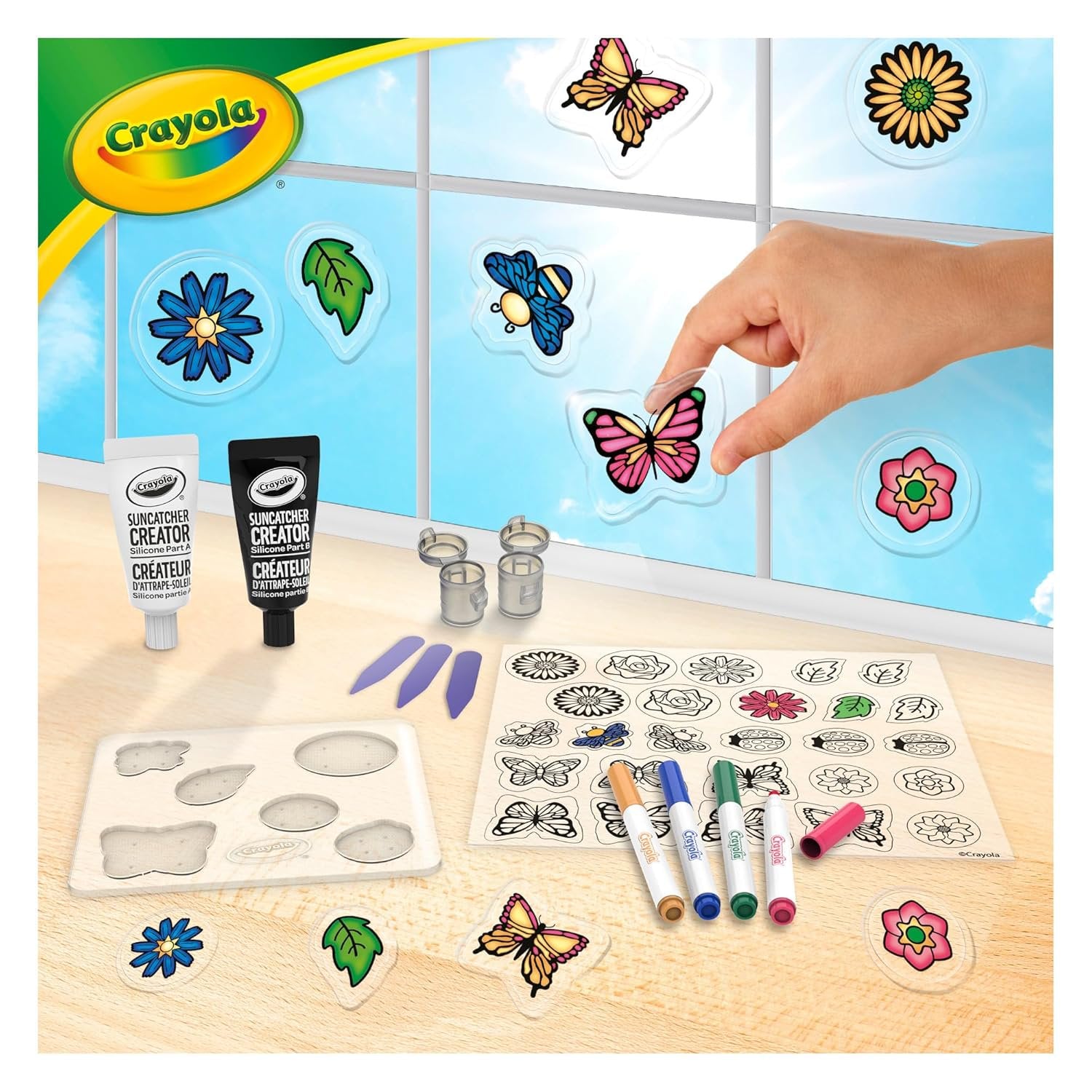 Crayola Suncatcher Craft Kit for Kids, Butterflies, Ladybugs & Flowers, Gift for Girls & Boys, 6+