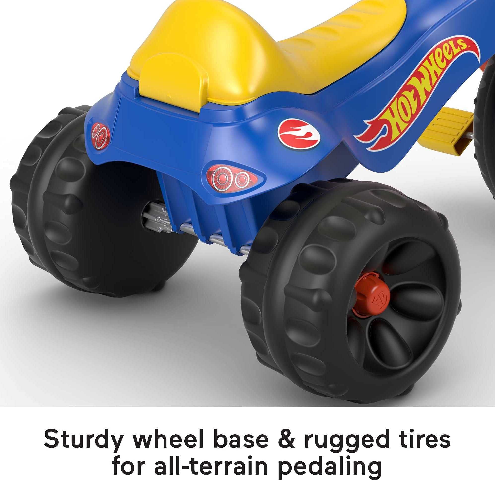 Fisher-Price Toddler Tricycle Hot Wheels Tough Trike, Toy Bike with Handlebar Grips & Storage for Outdoor Play Kids Ages 2+ Years