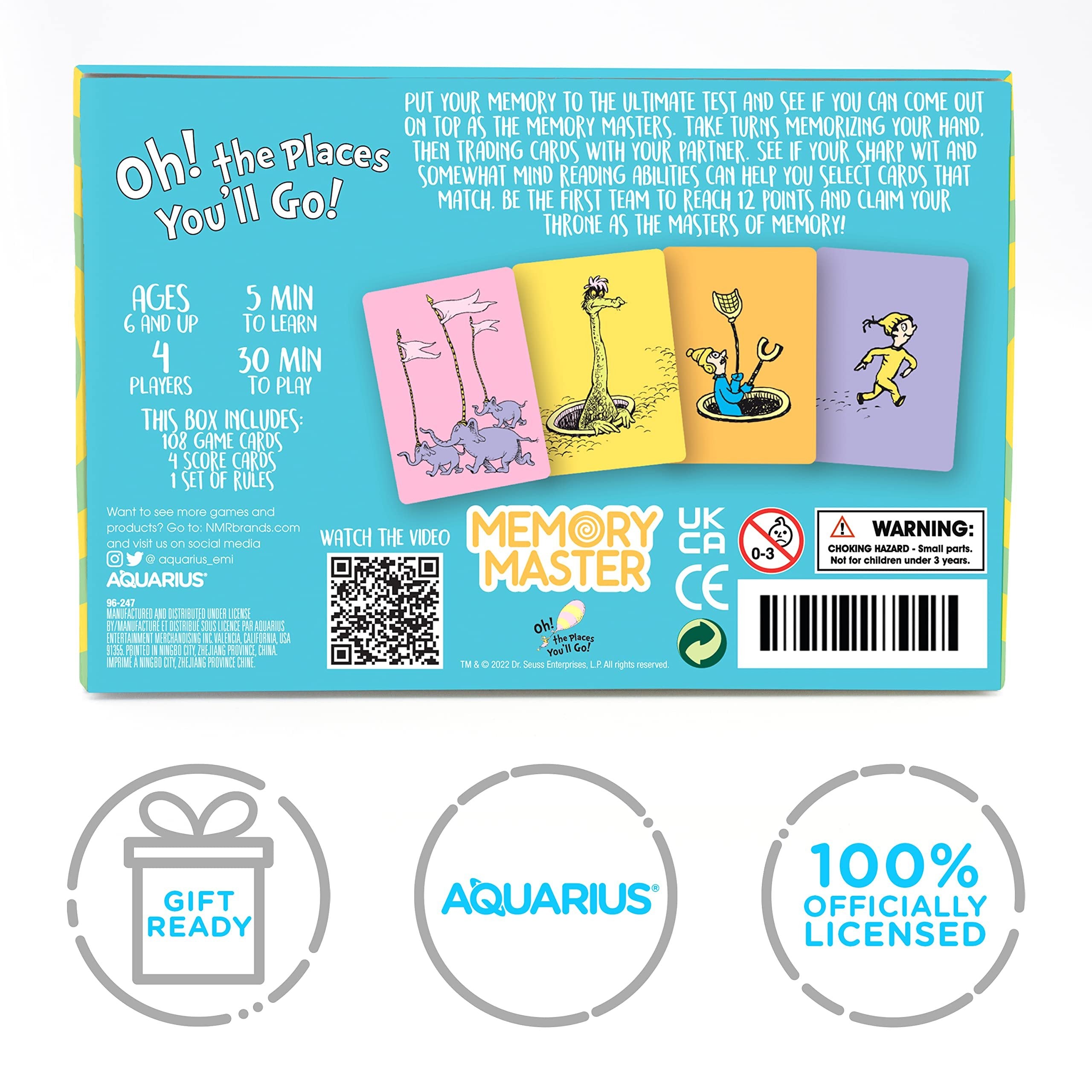 AQUARIUS Oh, The Places You'll Go! Memory Master Card Game - Fun Family Party Game for Kids, Teens & Adults - Entertaining Game Night Gift - Officially Licensed Dr. Seuss Merchandise