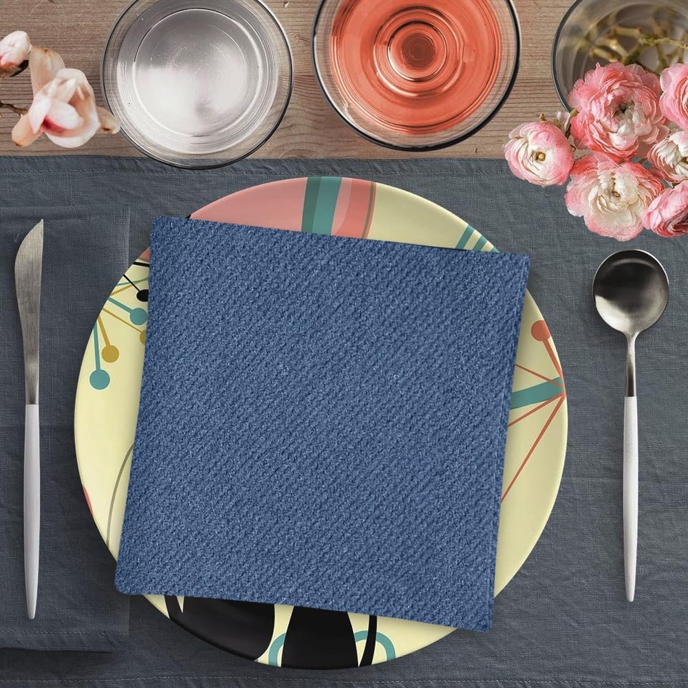 Premium Navy Quilted Cloth-Like Dinner Napkin - 1/4 Fold (Pack of 30) - Absorbent Paper Napkin - Perfect for Any Occasion