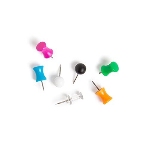 U Brands Push Pins Variety Pack, Office Supplies, with Round Pins, Clear Pins, Assorted Styles, 80 Count