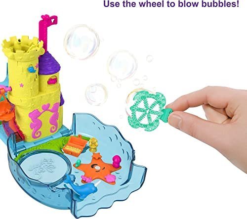 Polly Pocket Bubble Aquarium Playset with Polly & Mermaid Micro Dolls, 2 Bubble-Making Features, Bubble Solution & 18 Accessories, Pop & Swap Pieces