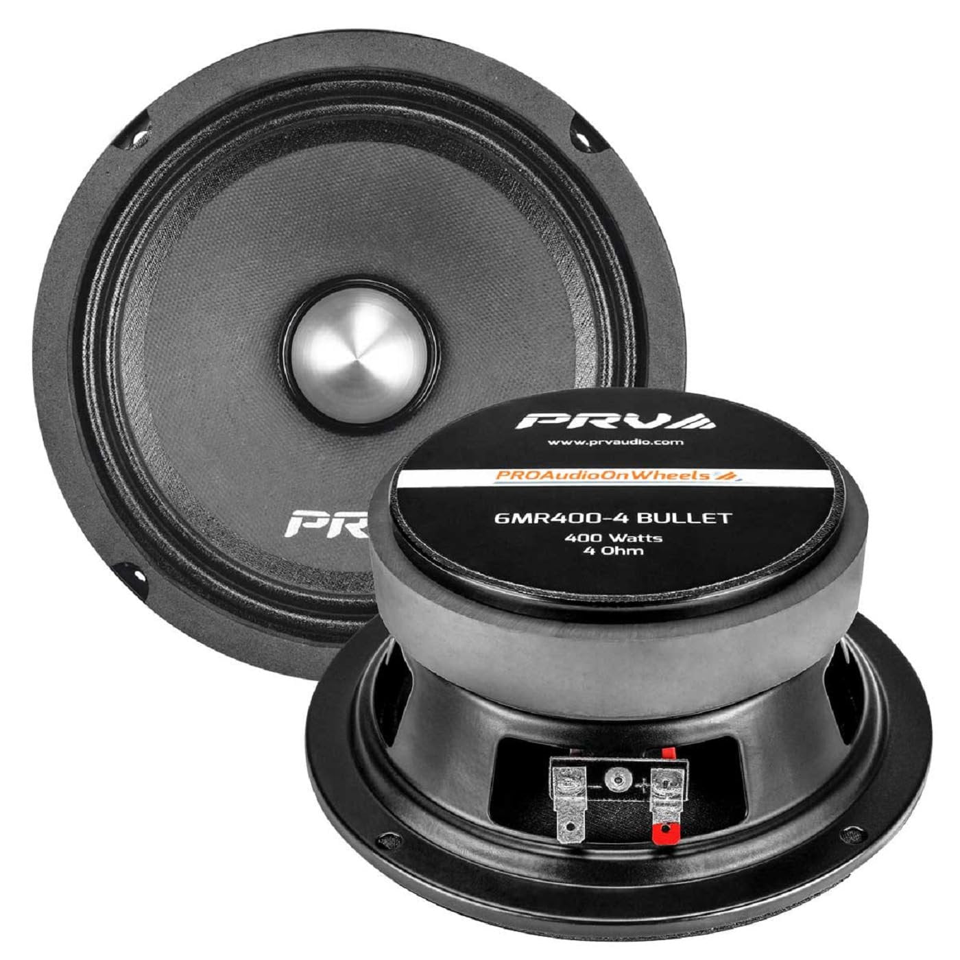 PRV Audio 6MR400-4 6-inch Midrange Bullet Speaker 200 Wrms 400 Watts Peak 4-Ohm Pro Car Audio on The Wheel Systems - 6MR4004BULLET