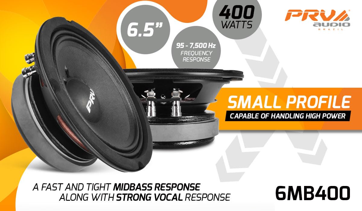 PRV AUDIO 6.5 Inch Midbass Speaker 6MB400 8 Ohm 400 Watts High Performance PRO Audio Loudspeaker High Output Sound (Single)