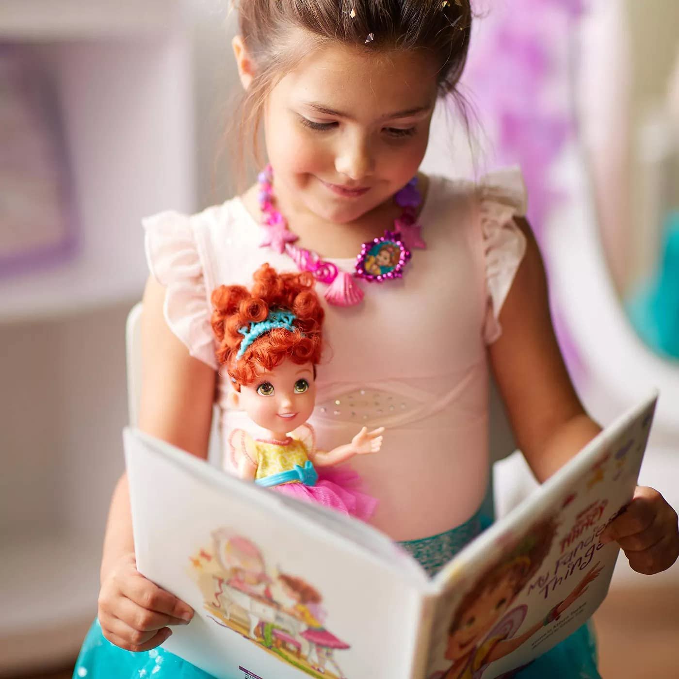 Jakks Disney Fancy Nancy Doll and Book Set Featuring "My Fanciest Things" - Learn About All The Fancy Things in Nancy's Room - Fancy Nancy Doll Dressed In Her Signature Outfit From the Show