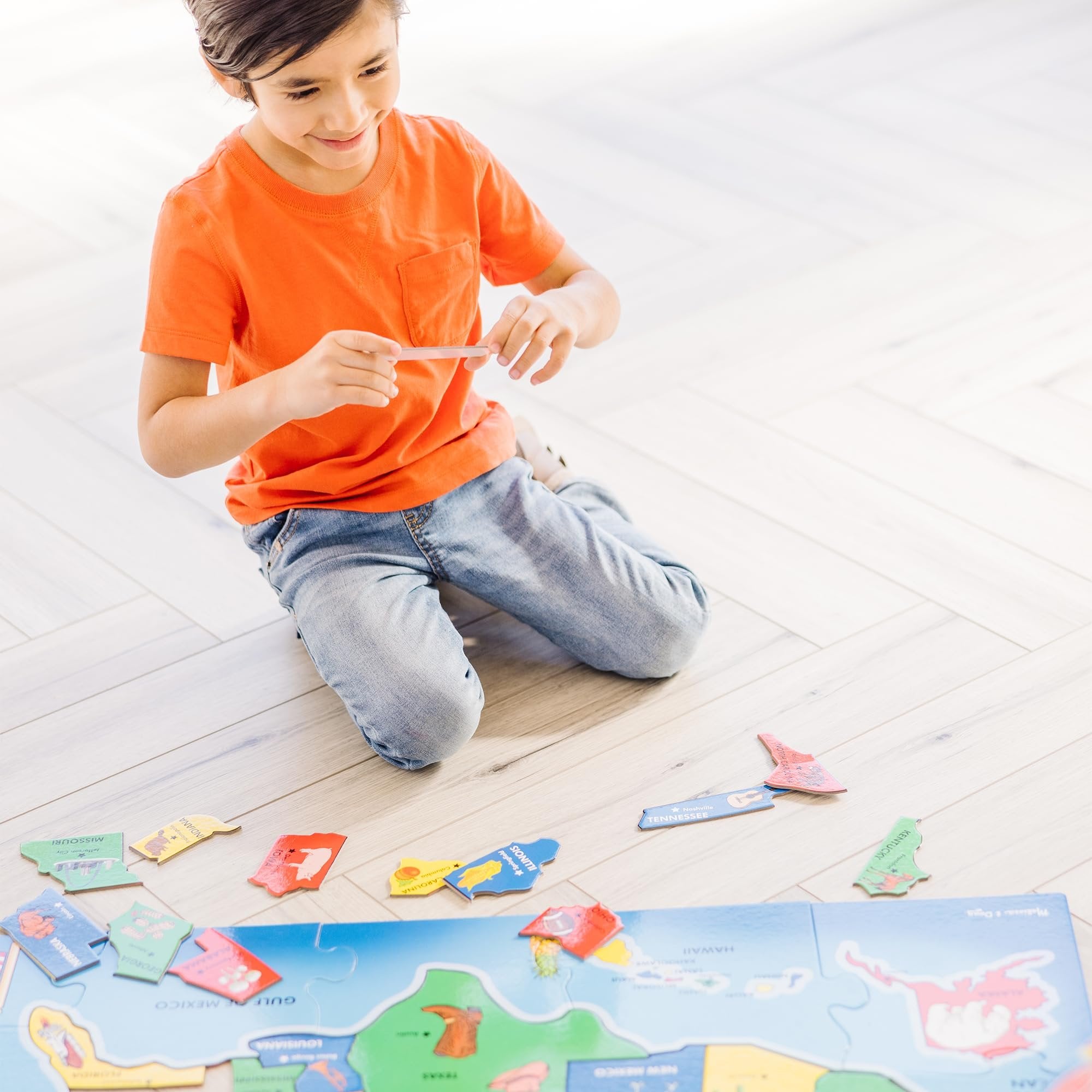 Melissa & Doug USA Map Floor Puzzle - 51 Pieces (2 x 3 feet) - FSC Certified