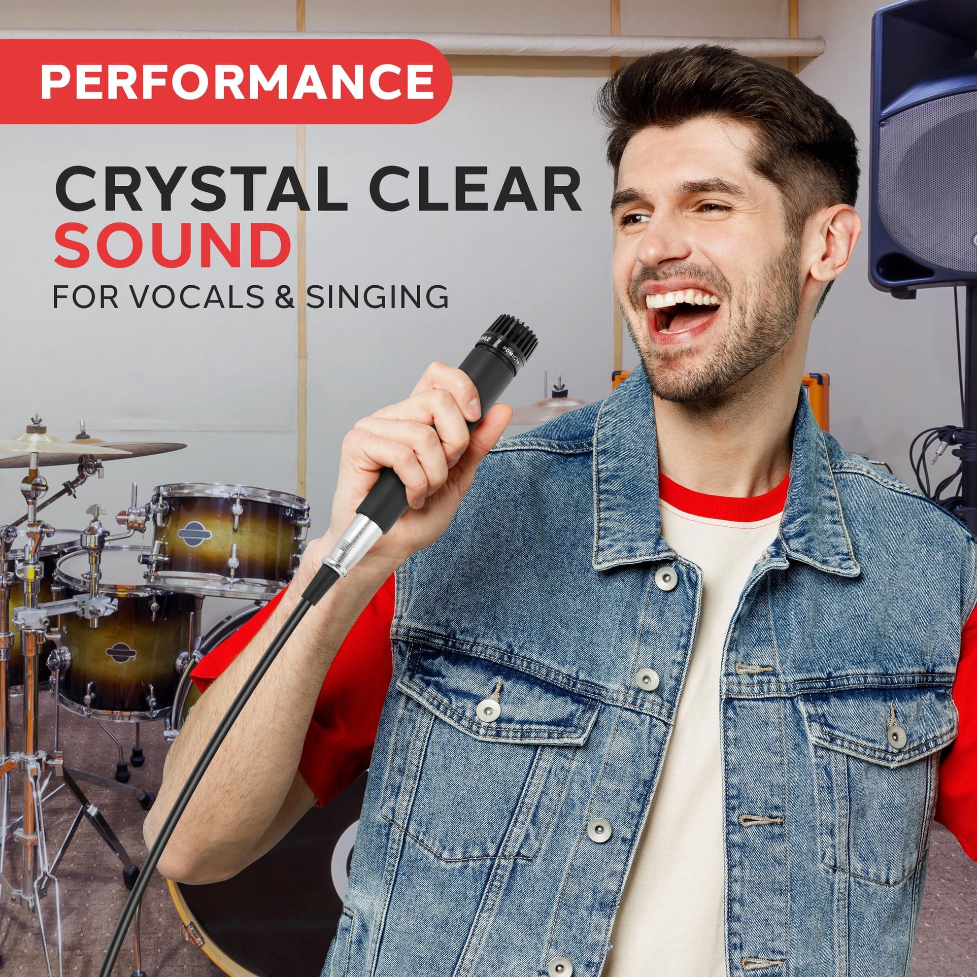 PylePro Dynamic Handheld Microphone, Professional Moving Coil Mic with Built-in Pop Filter, Wide Frequency Response, High Signal Output, Rugged Design, Low Noise Circuitry, 15' ft. XLR Cable Included