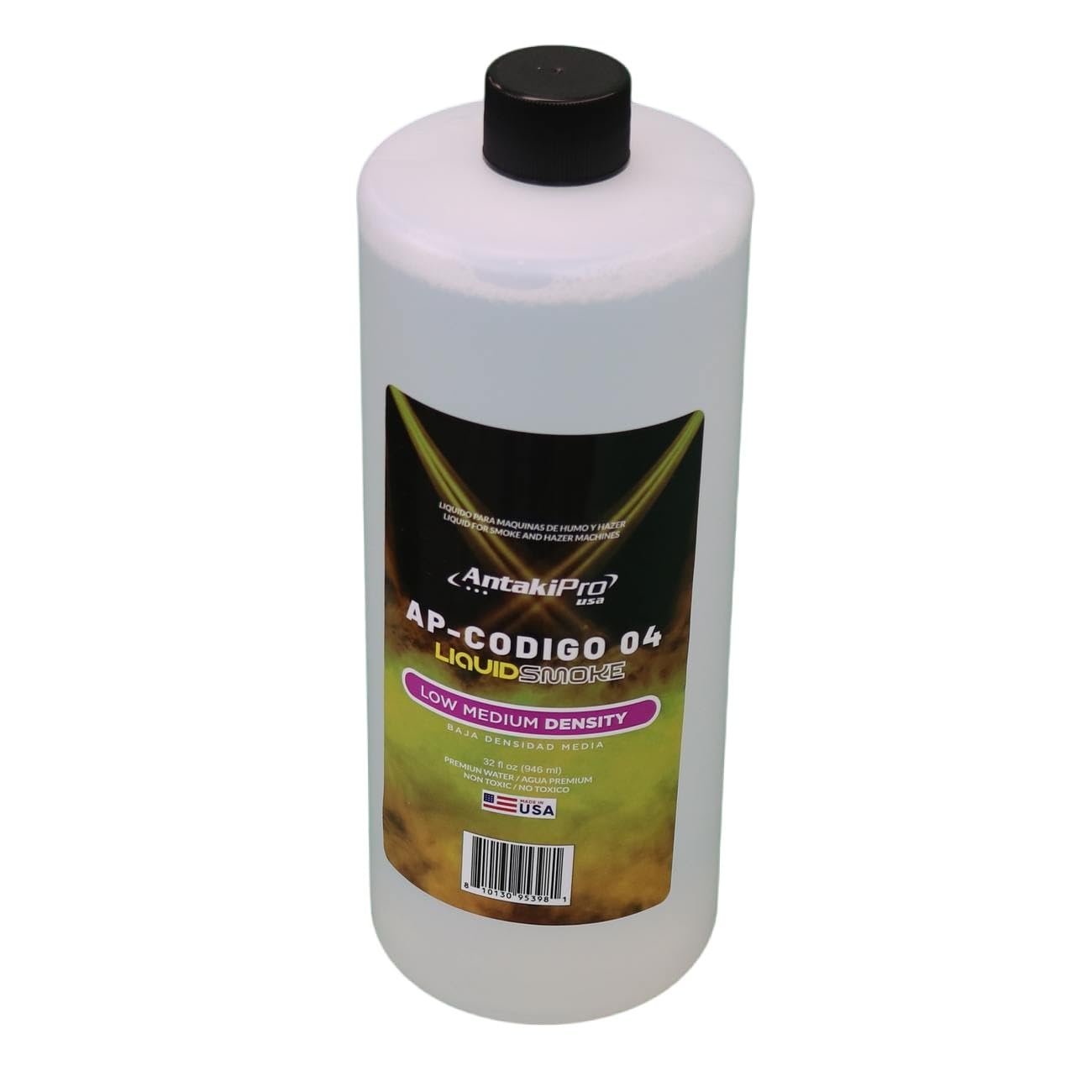 ANTAKIPRO AP-CODIGO4 Medium Density Fog Juice Liquidsmoke Non-Toxic Odorless Water-Based Fog Machine Fluid for All Standard Fog Machines - 1 Quart