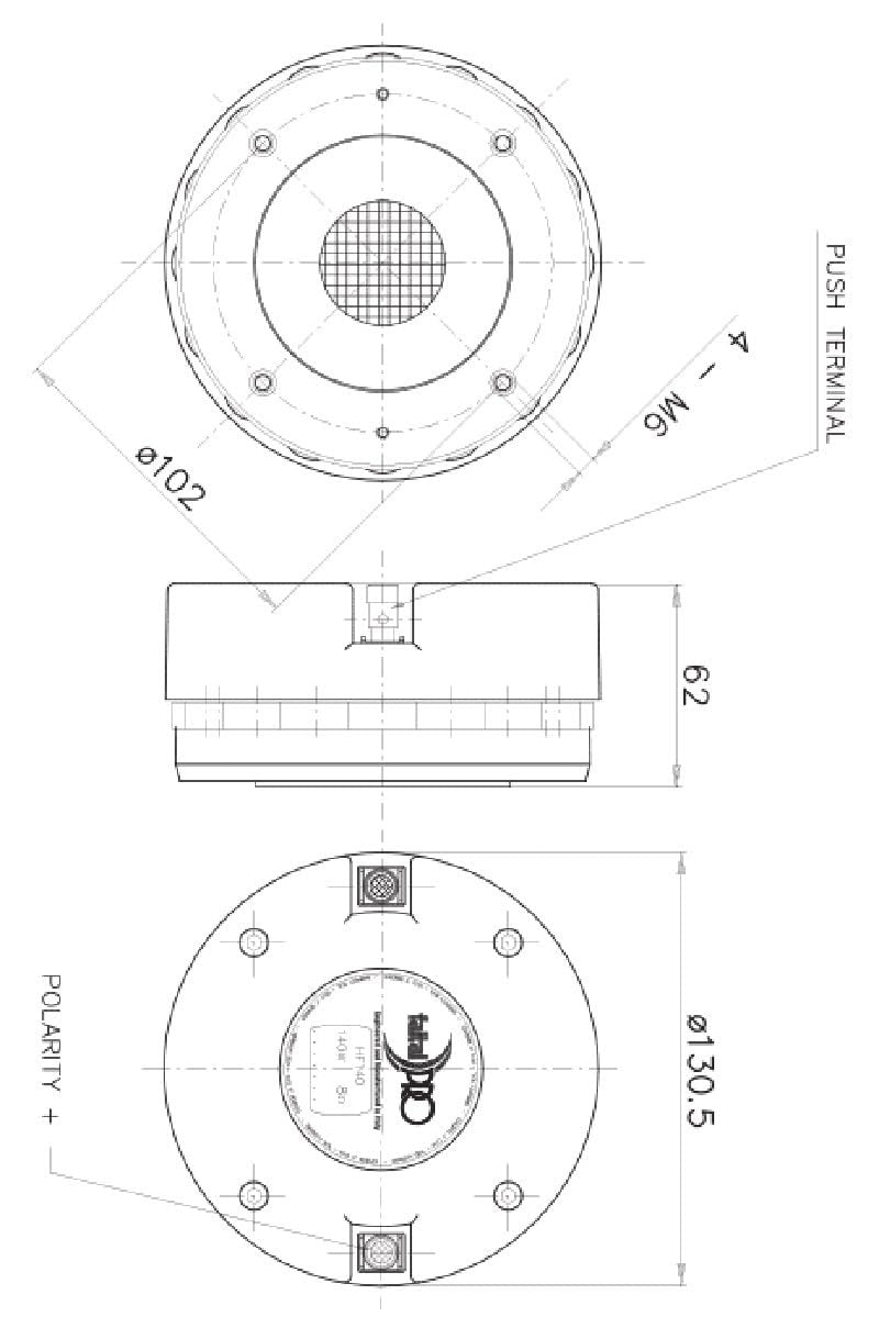 Faital Pro HF140-8 1.4-inch HF Driver 8-Ohms Professional Audio Speaker Applications 70-Watt Rms 140-Watt Max Titanium Diaphragm