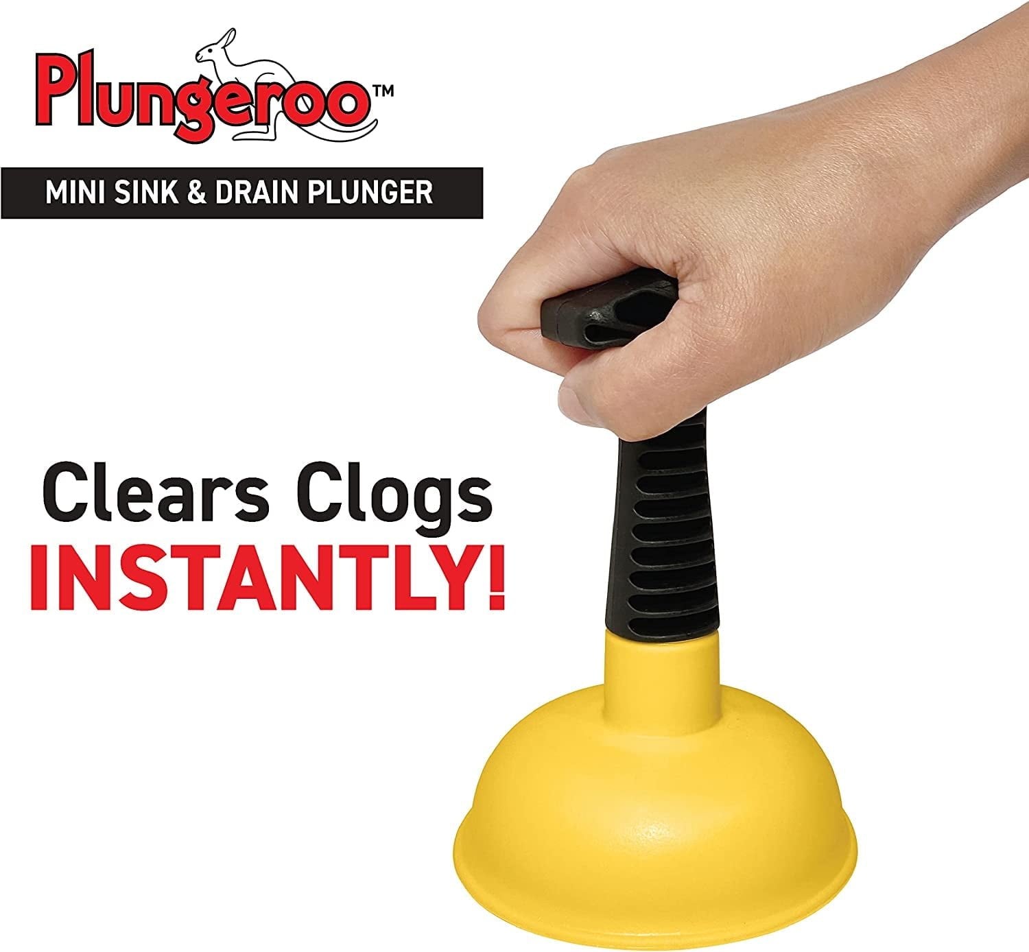 Plungeroo Mini Sink & Drain Plunger - Powerful Unclogging Tool for Sink, Tub, Shower