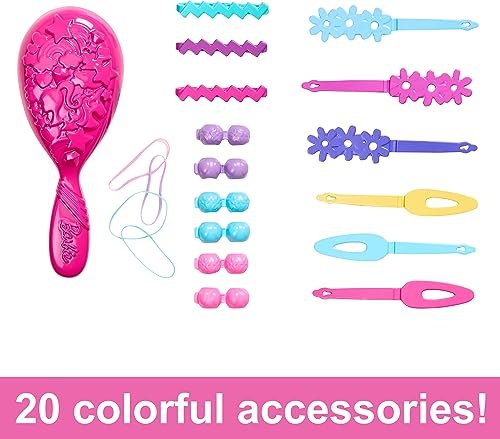 Barbie Doll Styling Head, Blond Hair with 20 Colorful Accessories, Doll Head for Hair Styling