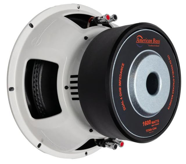 American Bass Titan 12" Subwoofer, 800W RMS / 1600W Max, Dual 4 Ohm, 3” Voice Coil, Kevlar Cone, Heavy-Duty Stamped Basket, High Performance 12 Inch Subwoofer Car Audio Driver for Ported Boxes
