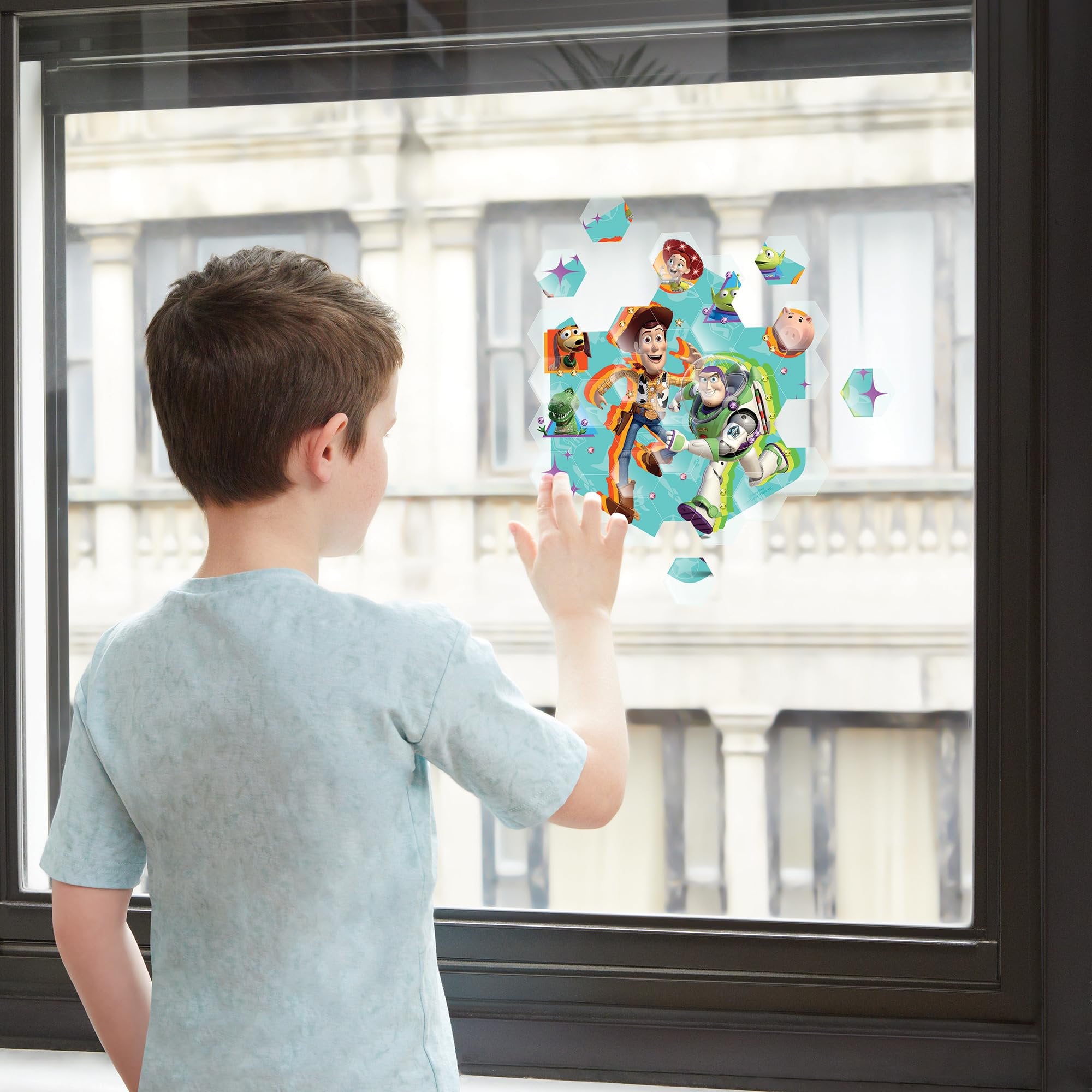 Make It Real Disney: Window Art Mosaic - Toy Story - 41 pcs, Reusable Window Puzzle Clings, Creates a 10.5 x 9.5 Image, Disney Pixar, Kids Ages 6+