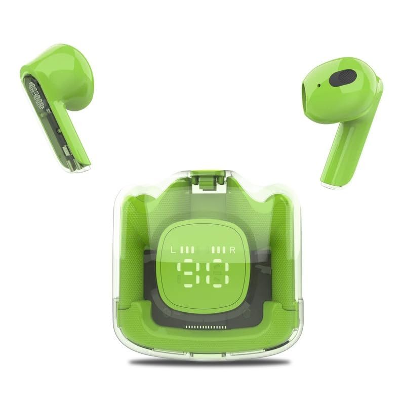 MOONKI Sound MH-TWS50-GRN in-Ear Headphone BT5.3 WL Built-in Microphone Ear Buds Rechargeable Digital Display Case 4-Hour Playback Comfortable Design Compact Stylish Audio Reliable Performance Green