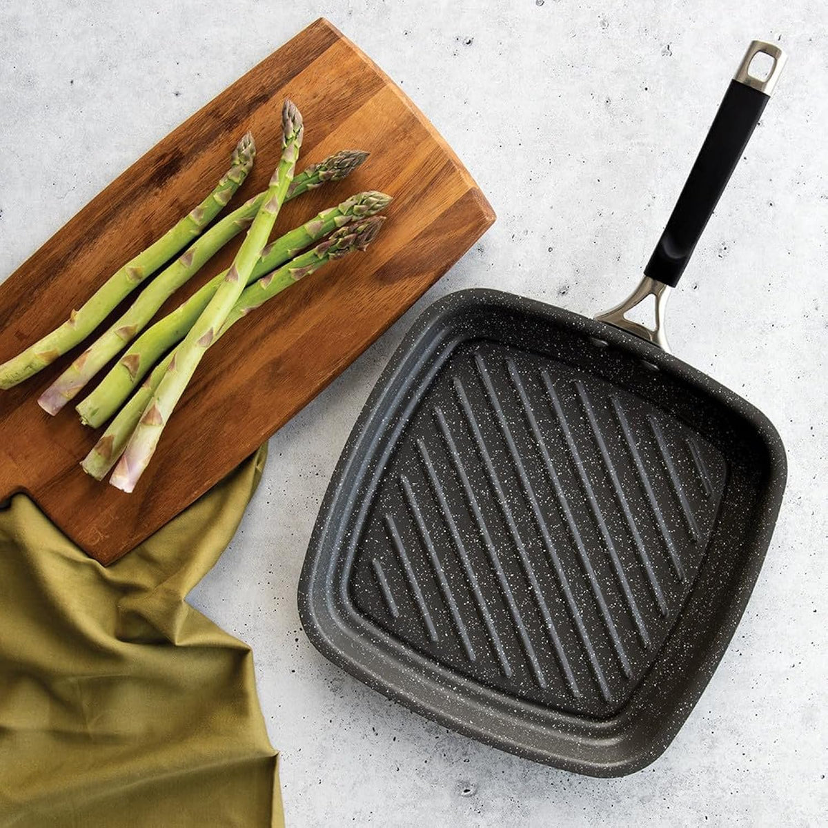Nordic Ware Verde Aluminized Steel Cookware with Ceramic Coating, Searing Grill Pan 10-Inch