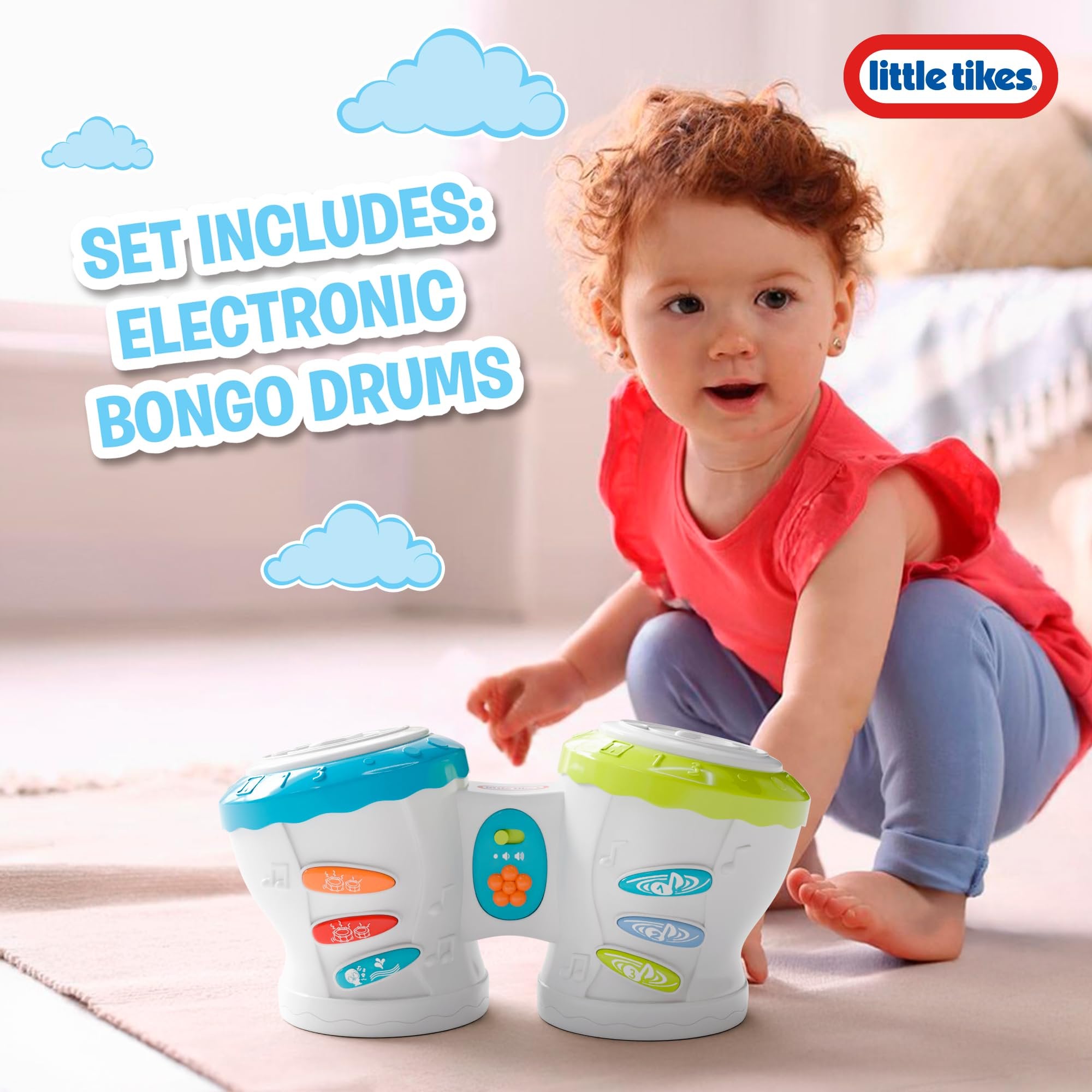 Lollipop Bop N’ Bongo Drums Electronic Drum Set for Toddlers 12+ Months, Learning Toys for 1 Year Old Boys and Girls, Toddler Toys 1-2, Baby Toys 12-18 Months, Drum Pad