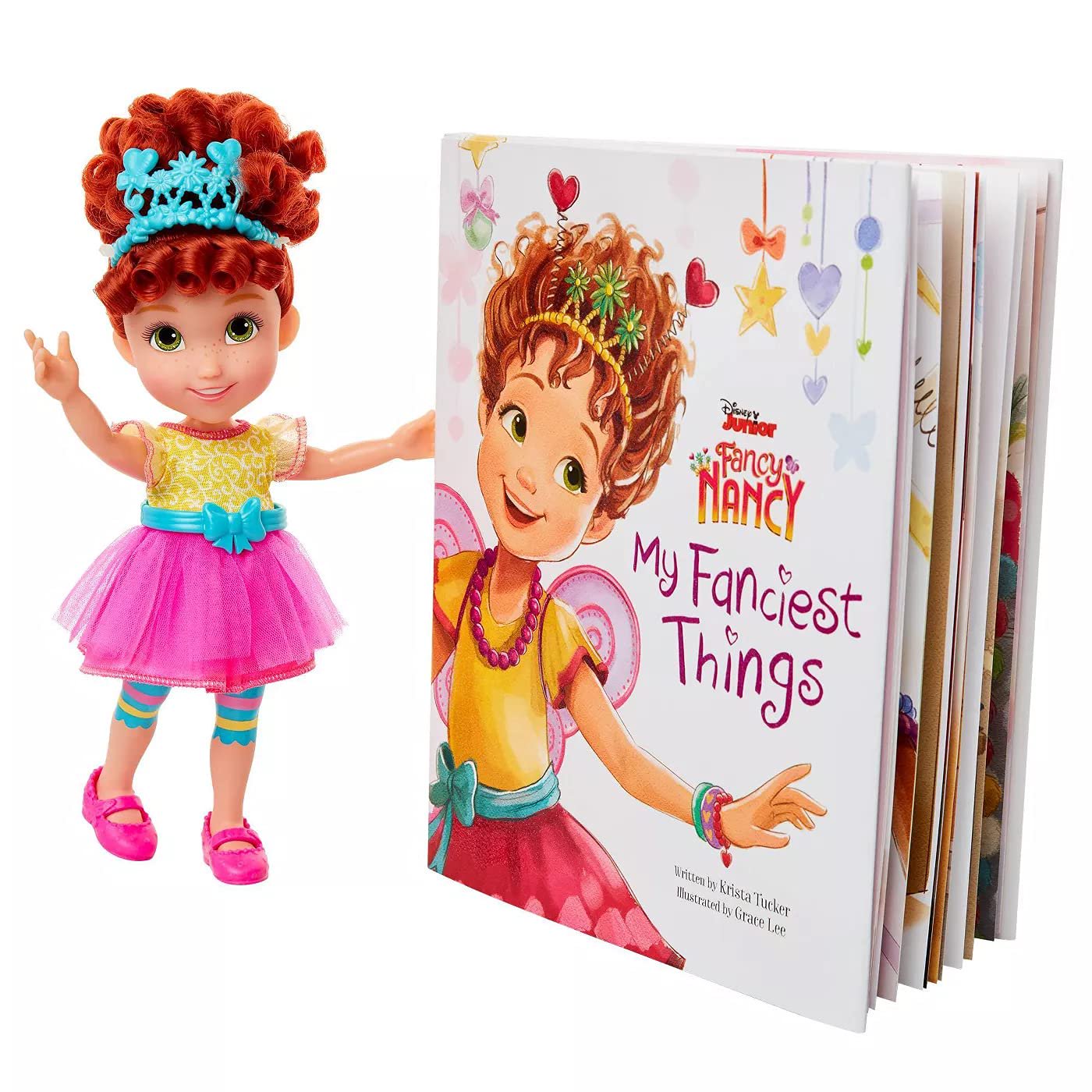 Jakks Disney Fancy Nancy Doll and Book Set Featuring "My Fanciest Things" - Learn About All The Fancy Things in Nancy's Room - Fancy Nancy Doll Dressed In Her Signature Outfit From the Show