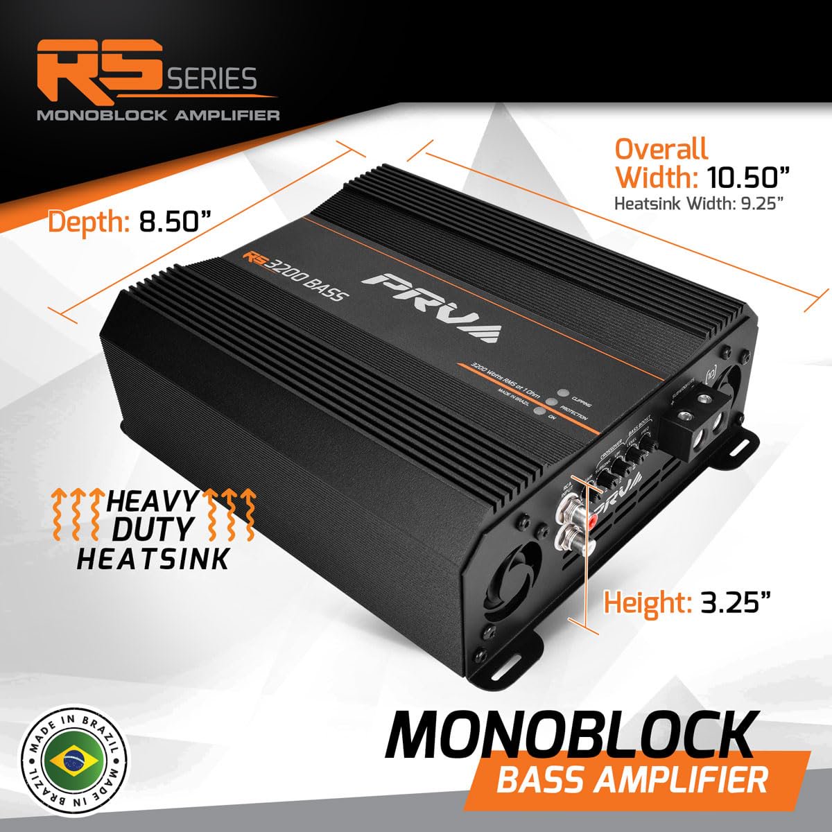 PRV Audio RS3200BASS1OHM RS Series Monoblock Amplifier 1 Channel Subwoofer Amp 3200 Watts RMS at 1 Ohm