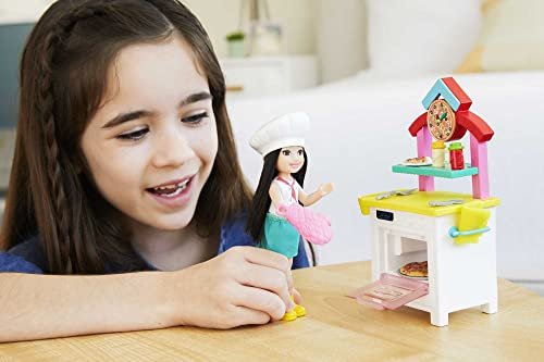 Barbie Chelsea Can Be Doll & Playset, Brunette Pizza Chef Small Doll with Pizza Oven, Food Pieces, Chef's Hat & More Themed Accessories