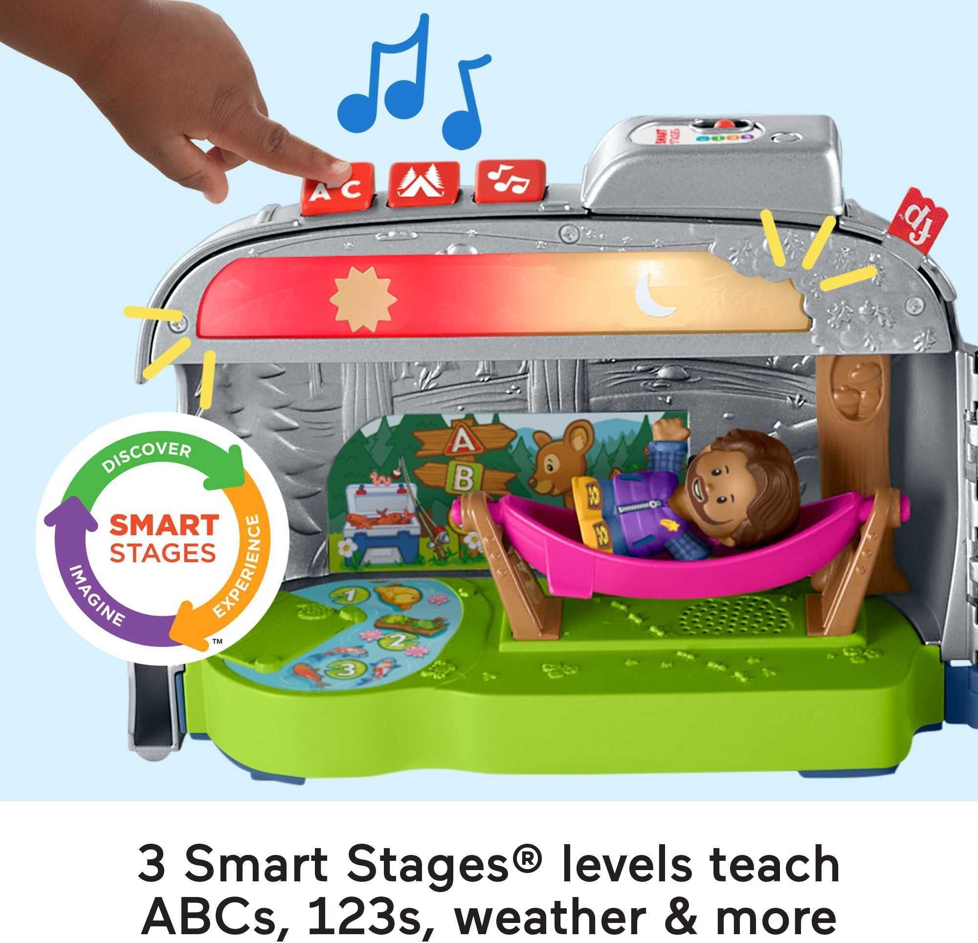 Fisher-Price Little People Toddler Toy Light-Up Learning Camper Playset with Smart Stages, Figures & Accessories for Pretend Play Ages 1+ Years