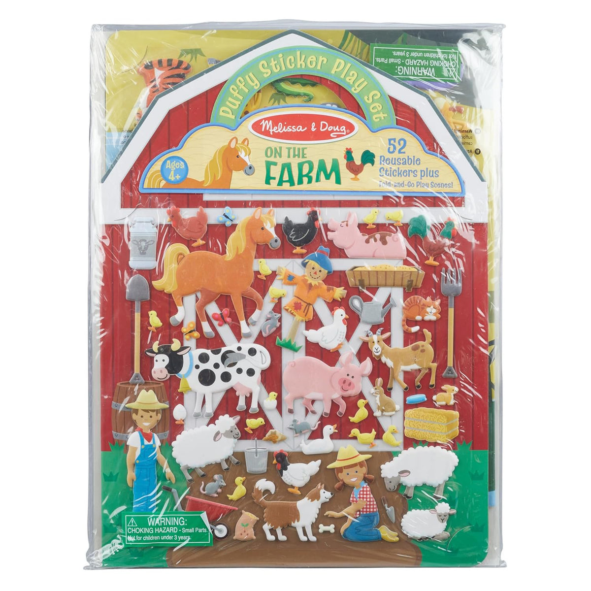 Melissa & Doug Puffy Sticker Activity Books Set - Farm, Safari, and Chipmunk Reusable Stickers, Restickable Puffy Sticker Books for Kids Ages 4+ - FSC Certified