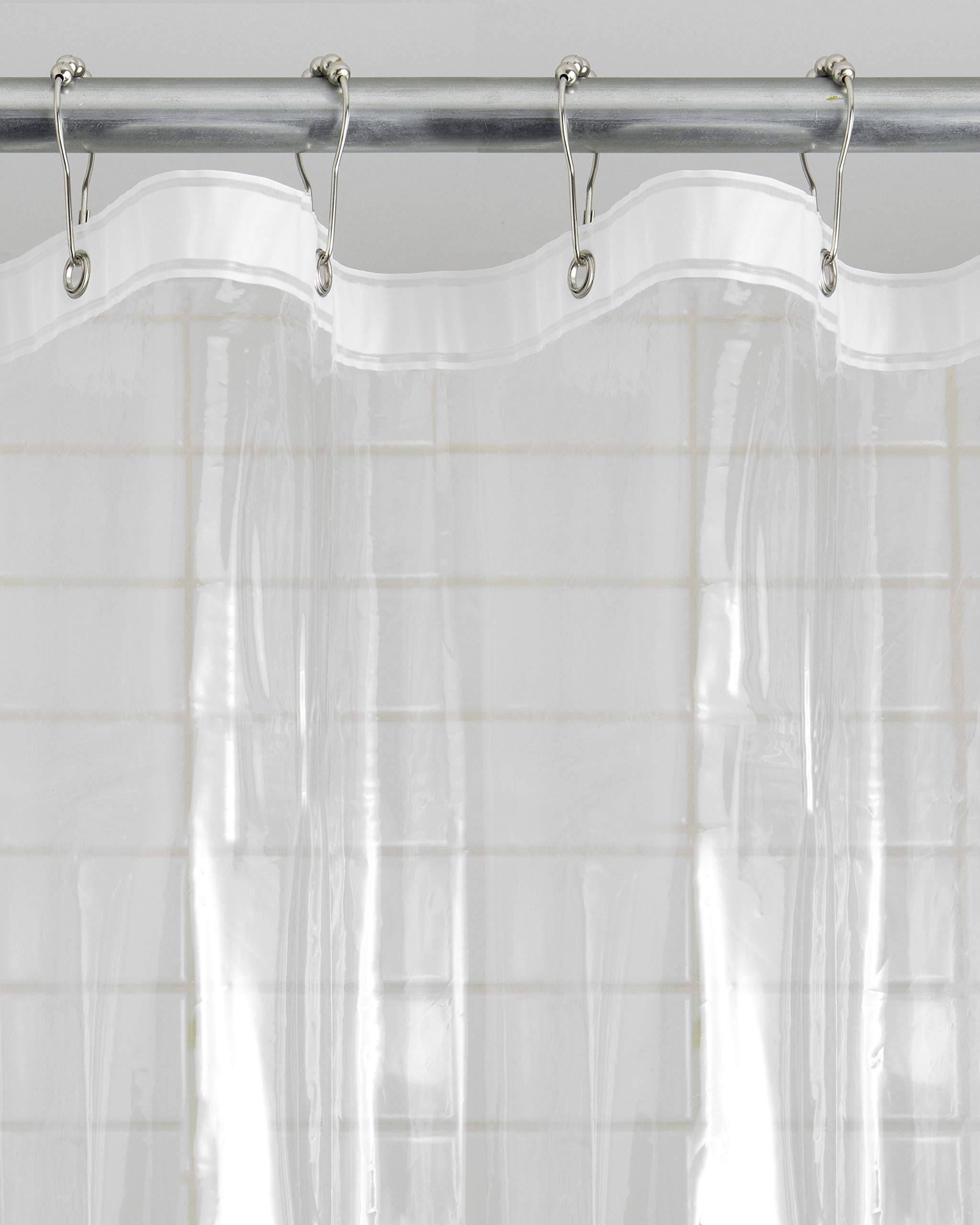 BRODER MFG. INC. - Premium PEVA Shower Curtain Liner 70"x72" Waterproof Heavy Duty Shower Curtain Liner (Super Clear)