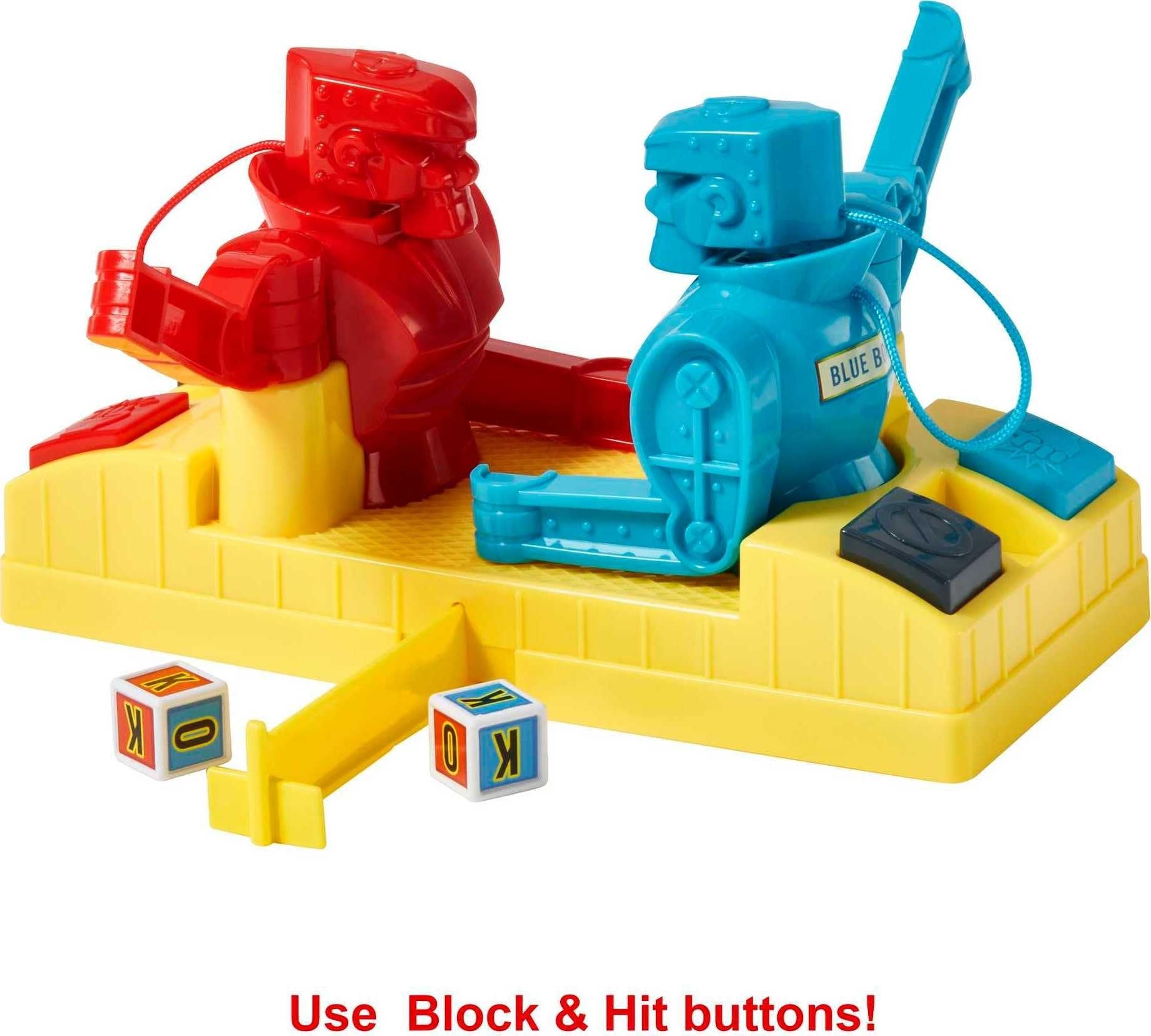Mattel Games Rock 'Em Sock 'Em Robots Kids Game with Red Rocket & Blue Bomber Fighters
