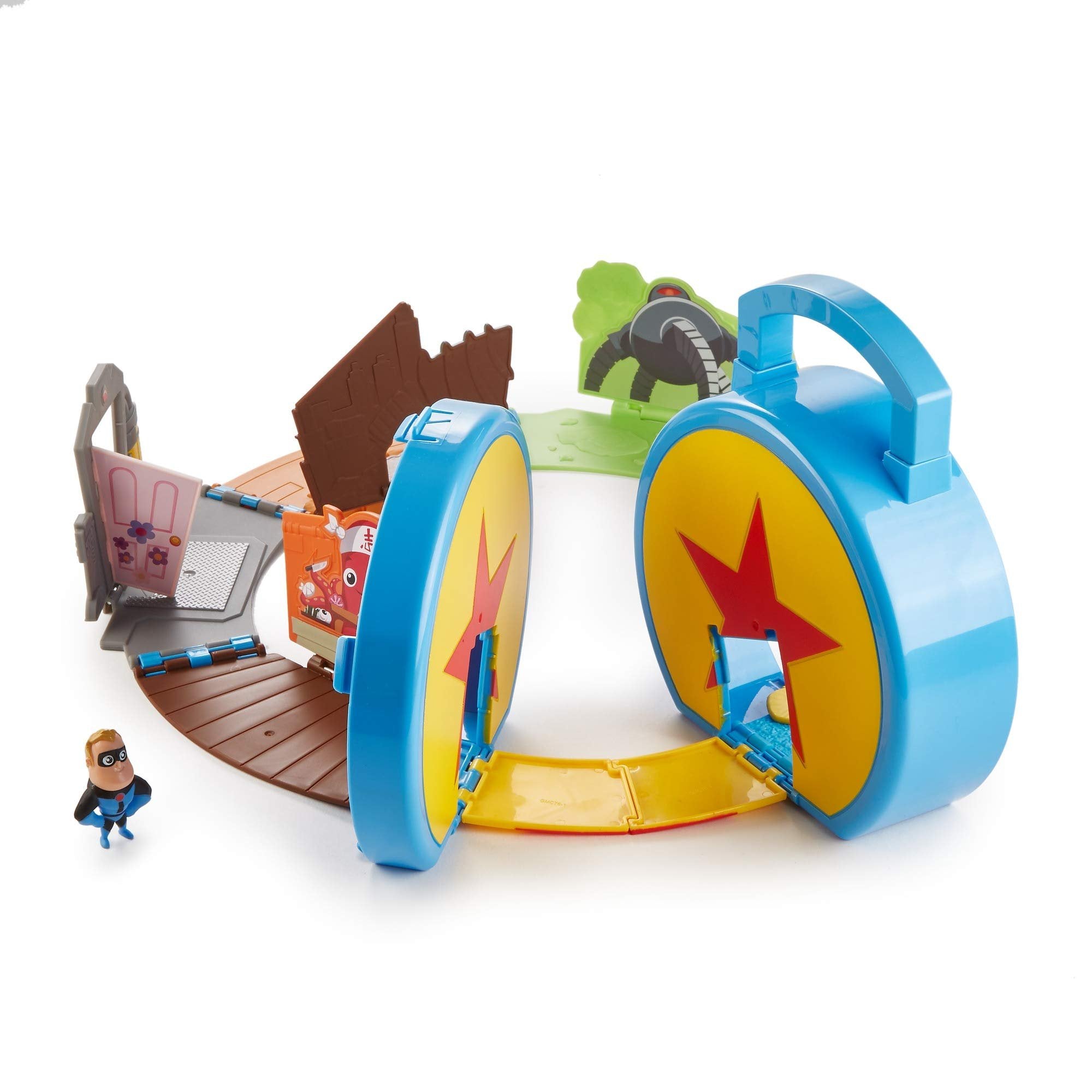Mattel Disney Pixar Minis World of Pixar Playset Multiple Movies for Storytelling and Portable Play, Includes Mini Mr. Incredible Figure, Folds up, Kids Ages 3 and Up