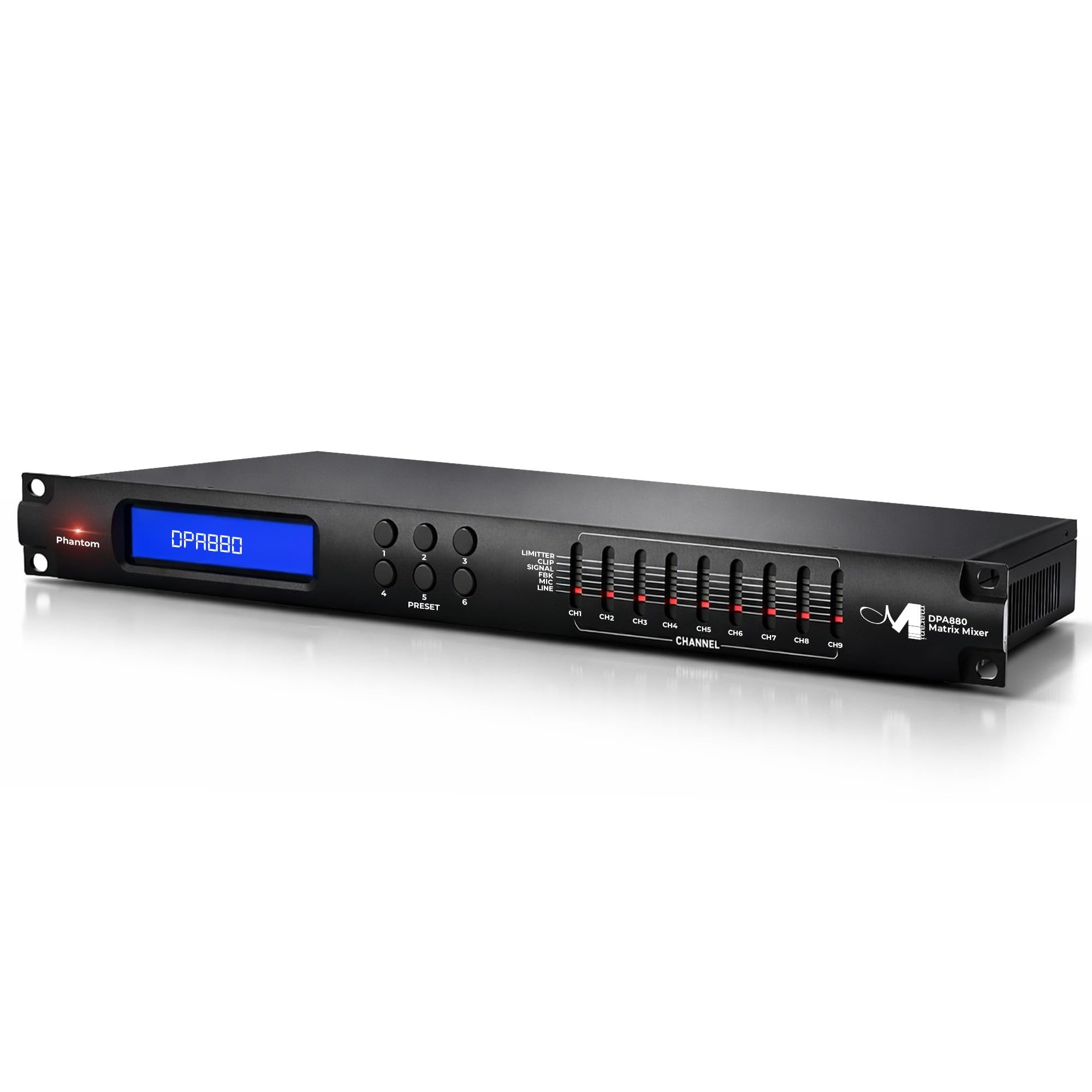 MARANI 8x8 Matrix Switch DSP System, Audio Matrix with USB/RS485 Control, Phantom Power, 6 Presets, LCD Display, Feedback Eliminator, 5-Band EQ, 48V Mic Inputs, 8 Inputs & Outputs