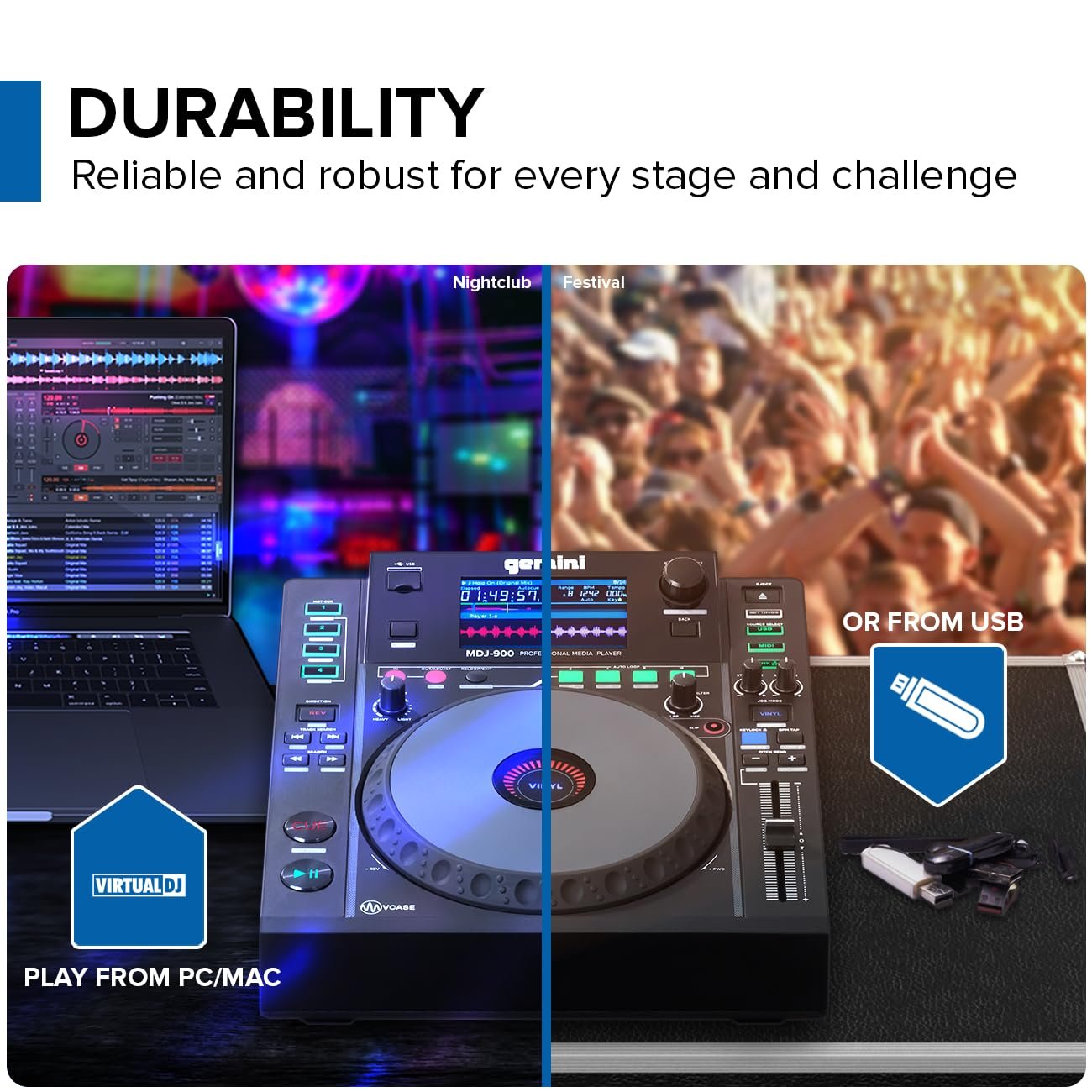 Gemini Sound MDJ-900 - Elite Multi-Media Player with Superior Playback, Responsive Controls, and Advanced DJ Tools