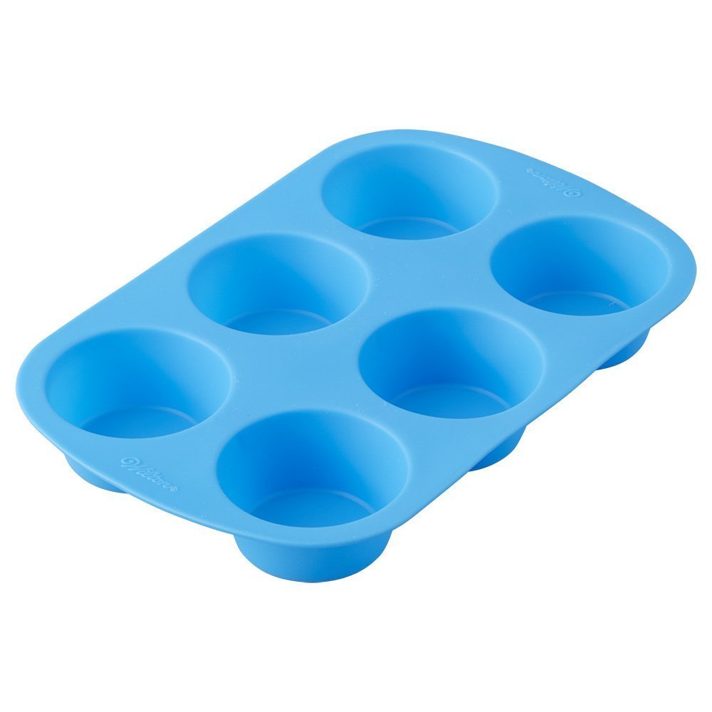 Wilton Easy-Flex Silicone Muffin and Cupcake Pan, 6-Cup, Blue