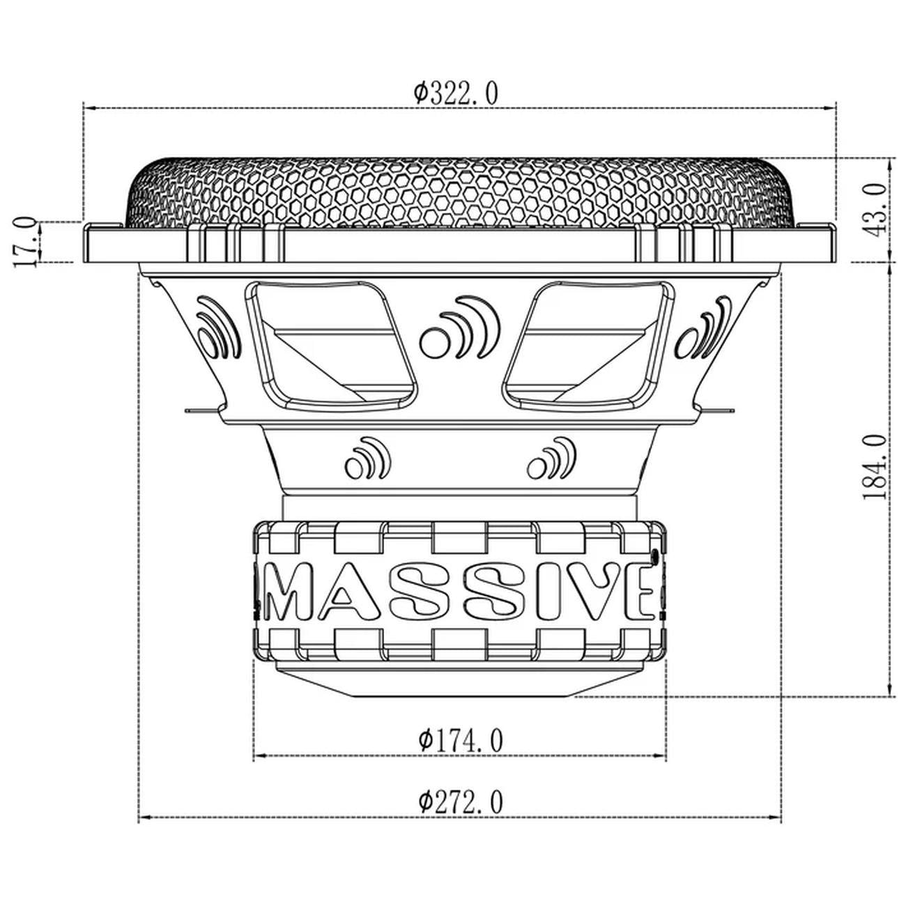 Massive Audio GTR122 12" 1000 Watt RMS Dual 2 Ohm Subwoofer