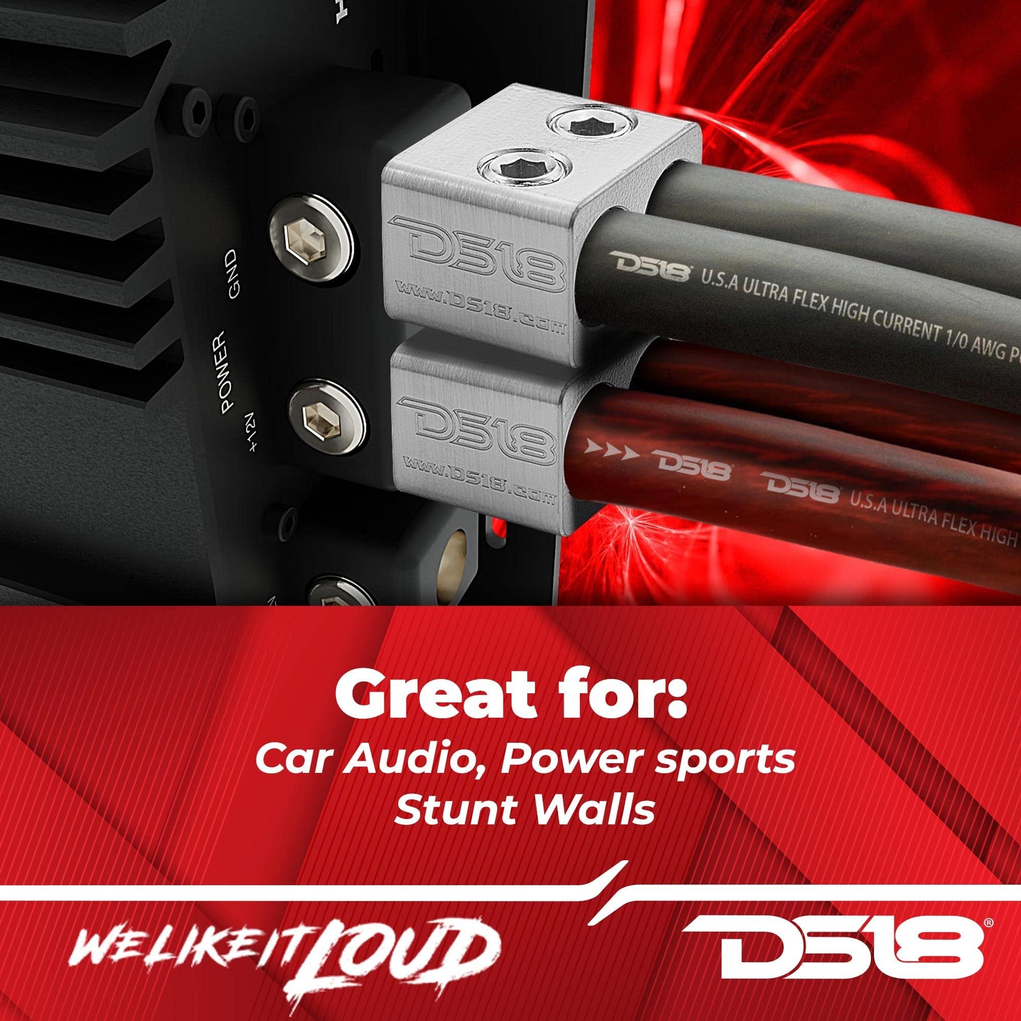 DS18 DPIV1/0 Input Reducer with Offset Stub - Dual 1/0 GA to 1/0 GA Reducer, Nickel Plated Ultra Conductive Copper Alloy, 1 x 1/0GA Output, 2 x 2/0GA Input (Sold in Pairs)
