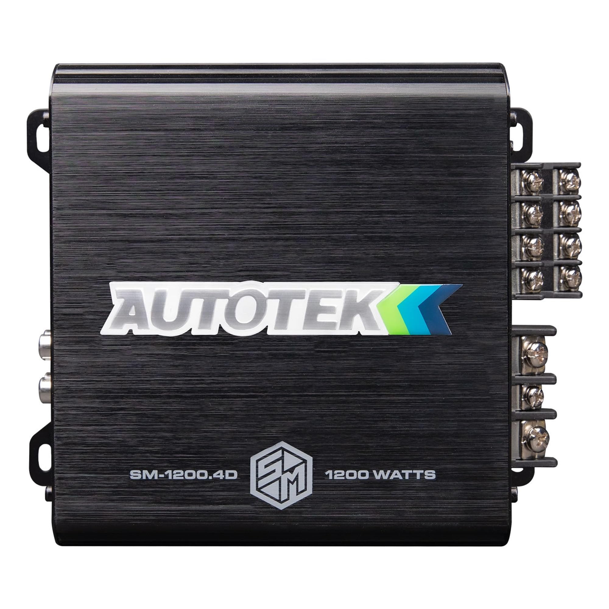 Autotek 1200 Watt 4 Channel Car Audio Amplifier with Bass Knob, High Output Class D Mono Bridged 4 Ohm Stable Input, Street Machine, SM-1200.4D, Black