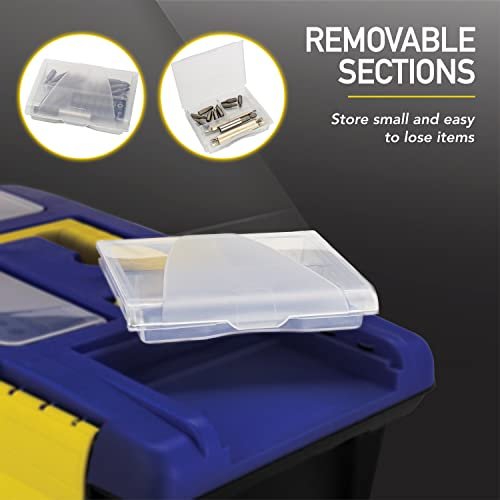 GOODYEAR - 13 Inch Small Tool Box with [Removable Side Comportment], Plastic Box with Handle, Tool Organizer Storage Box, Removable Inner Tray, Lightweight & Easy to Carry, Mini Toolbox
