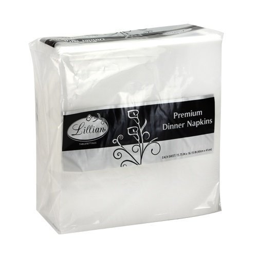 Lillian Tablesettings Premium White Napkins, Large Dinner Napkin, 3 Ply Paper White, 75 count