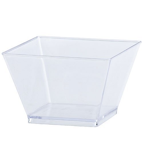 Lillian Tablesettings Plastic 8 oz | Clear Rectangles Servingware | Pack of 20 Party Bowls